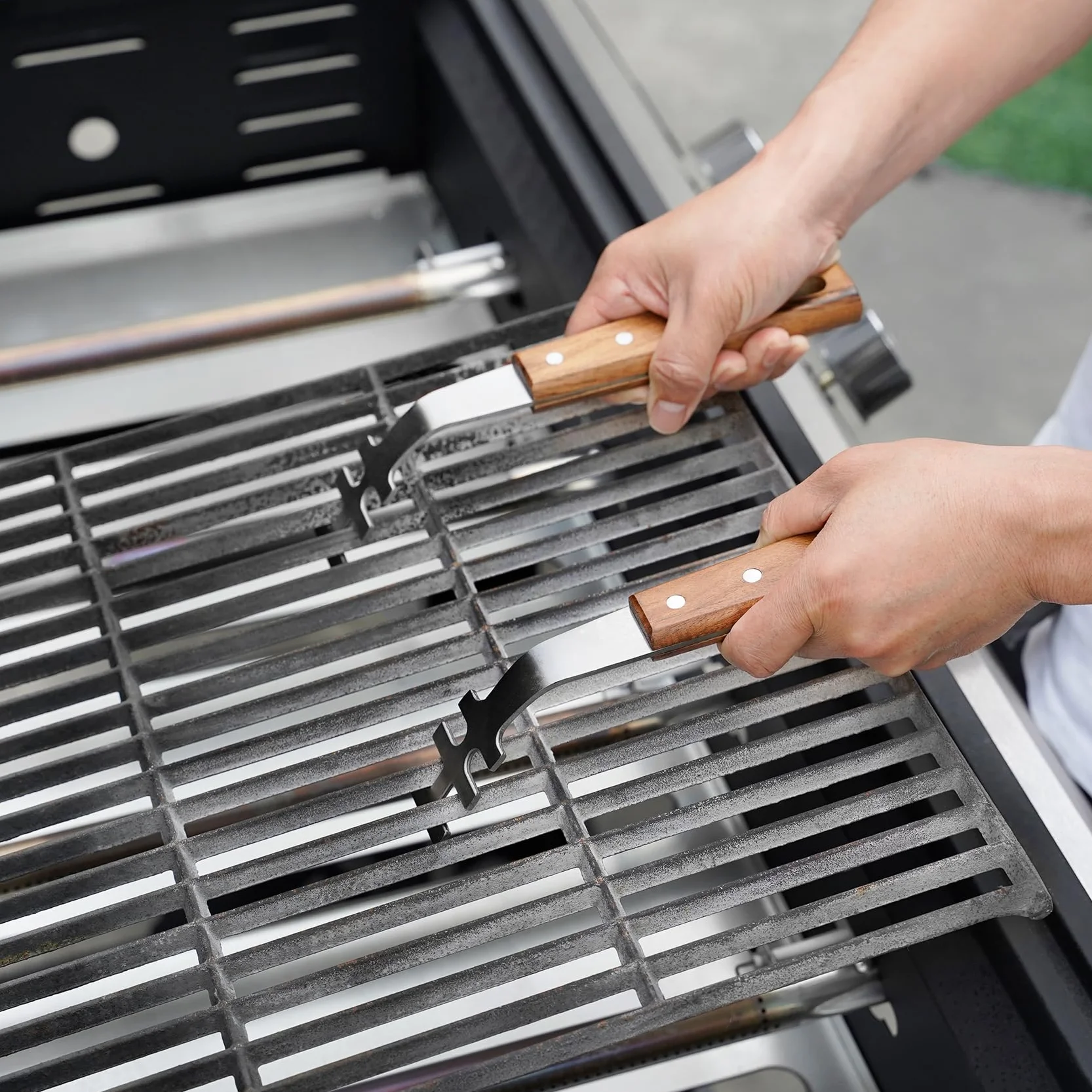 Onlyfire Leve à Grille de Barbecue en Acier Inoxydable - 2 Pièces - Ustensiles Universels pour BBQ
