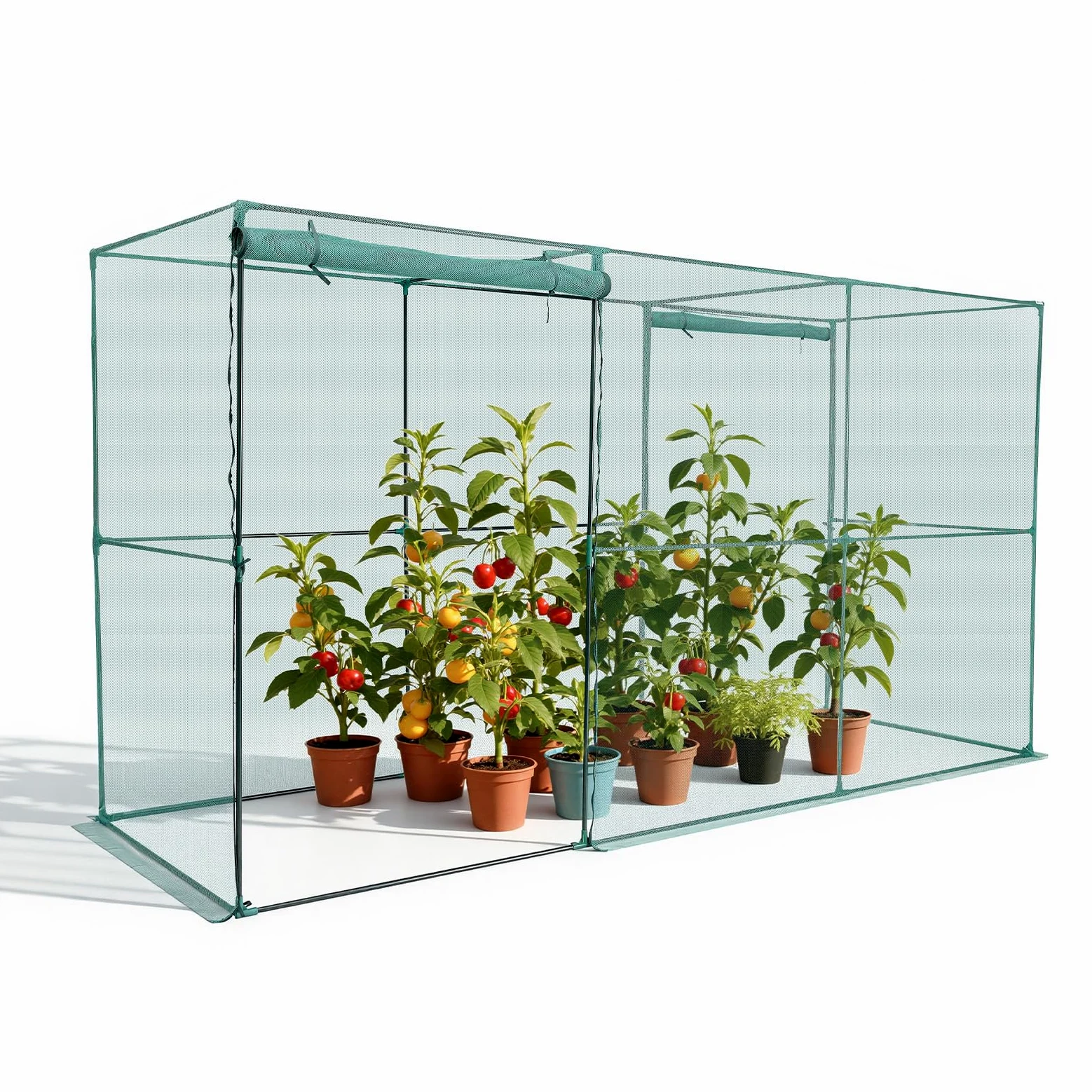 VEVOR Cage à Culture Jardin 3,56x1,2x1,94 m Cage à Plantes avec Porte Zippée pour Tomates, Filet Anti Oiseaux Résistante au Vent Filet de Protection de Plantes Couverture de Potager Surélevé Extérieur