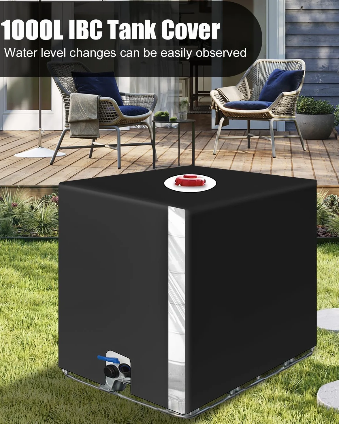 Bâche pour Cuve IBC 1000L Anti-UV Anti-Poussière Noir 116x100x120 cm