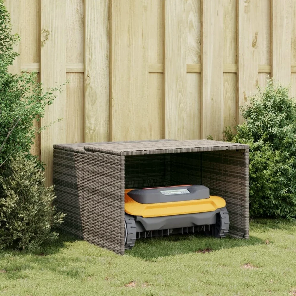 Maison & Jardin, Mobilier Robot Tondeuse Garage Gris 86x90x52/57 cm Poly Rotin