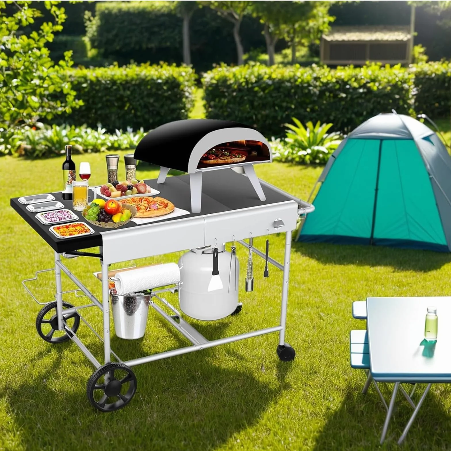 Table de four à pizza Ooni Koda/Karu/Fyra 128 x 64 cm support mobile barbecue d'extérieur Blackstone Griddle Cuisinart
