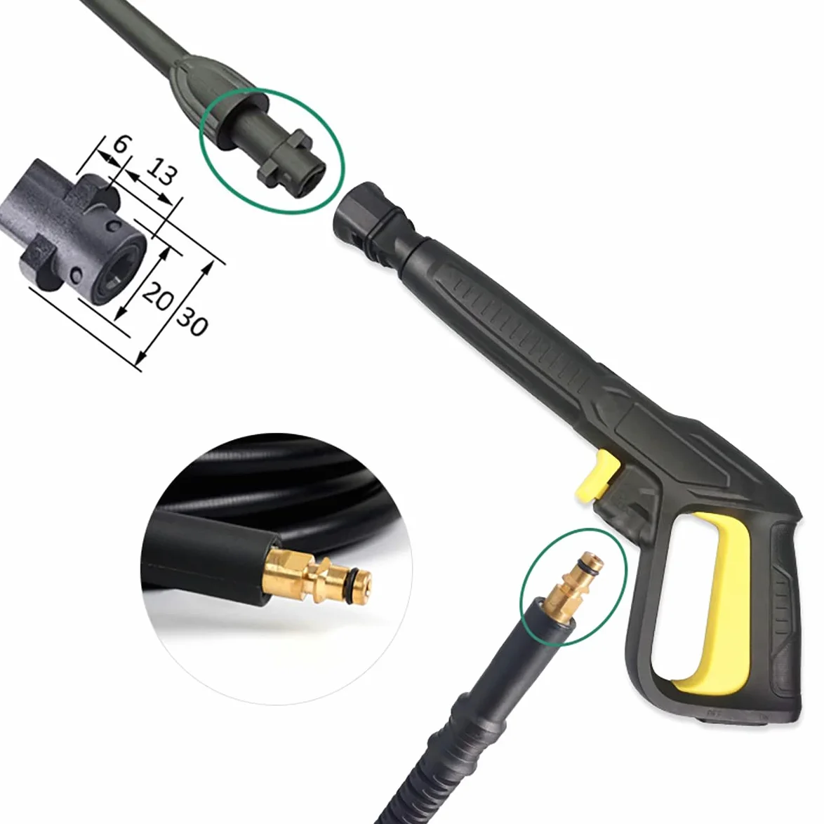 AIM Tools Pistolet de Déclenchement à Connexion Rapide Compatible avec Karcher Nettoyeur Haute Pression avec Baguette Lance Buse, Adaptateurs de Connexion Rapide et 5m Tuyau avec Raccords Rapides