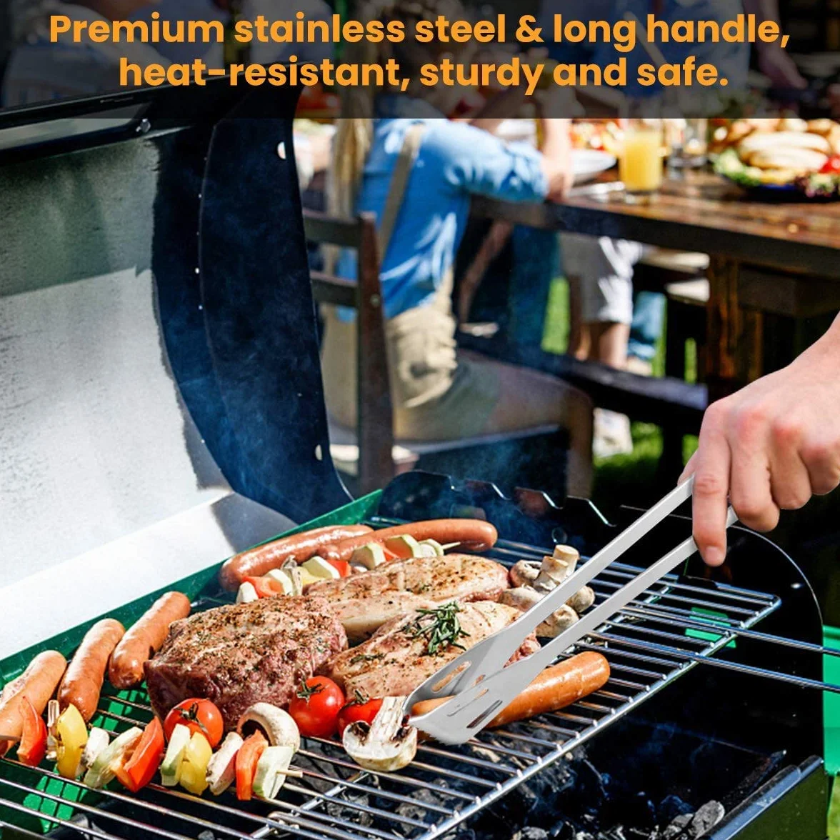 Kit Barbecue 9 Pièces en Acier Inoxydable avec Gants 800°C - Ustensiles de Cuisine pour Grillade