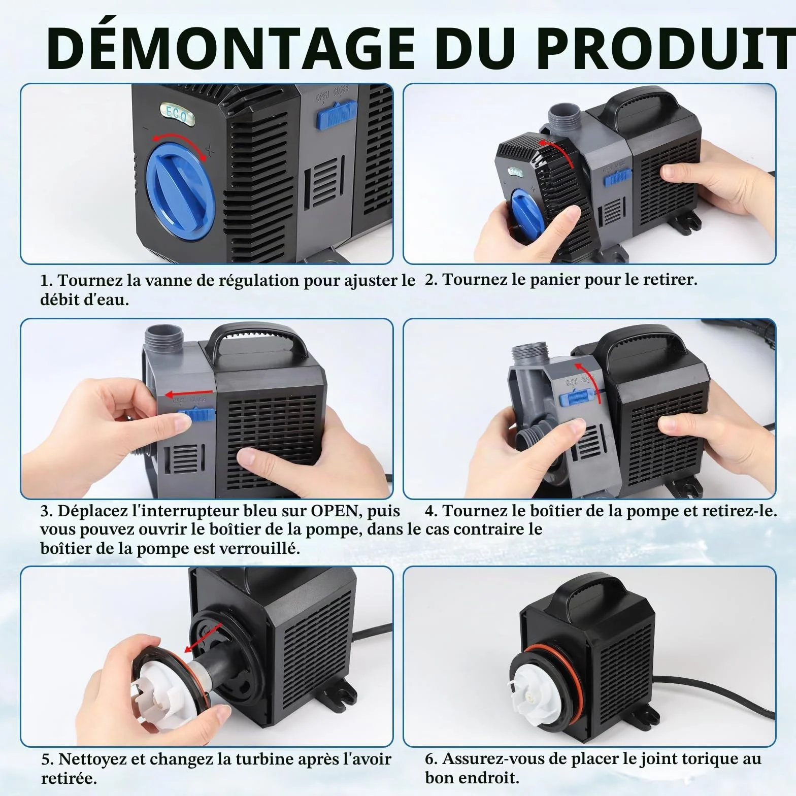Pompe de Bassin EXLECO Super ECO 3000L/H 10W Exterieur Basse Consommation