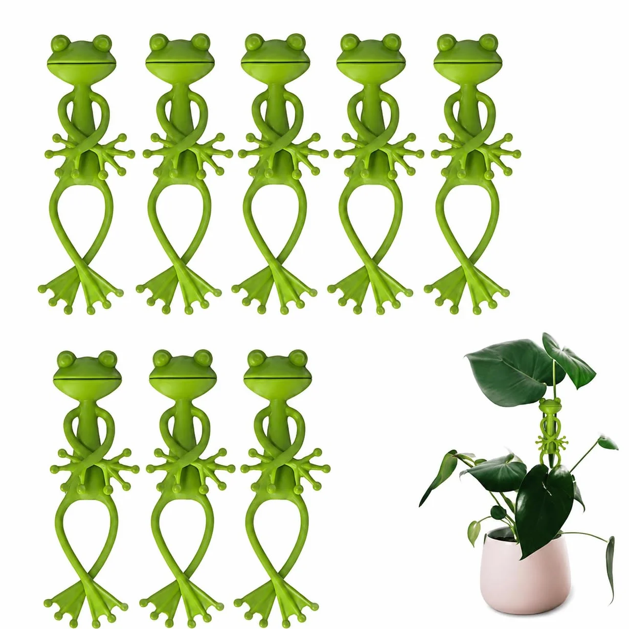 Support de Plantes Grenouille 8 pièces Vert - Statue Jardin Multifonction Pot