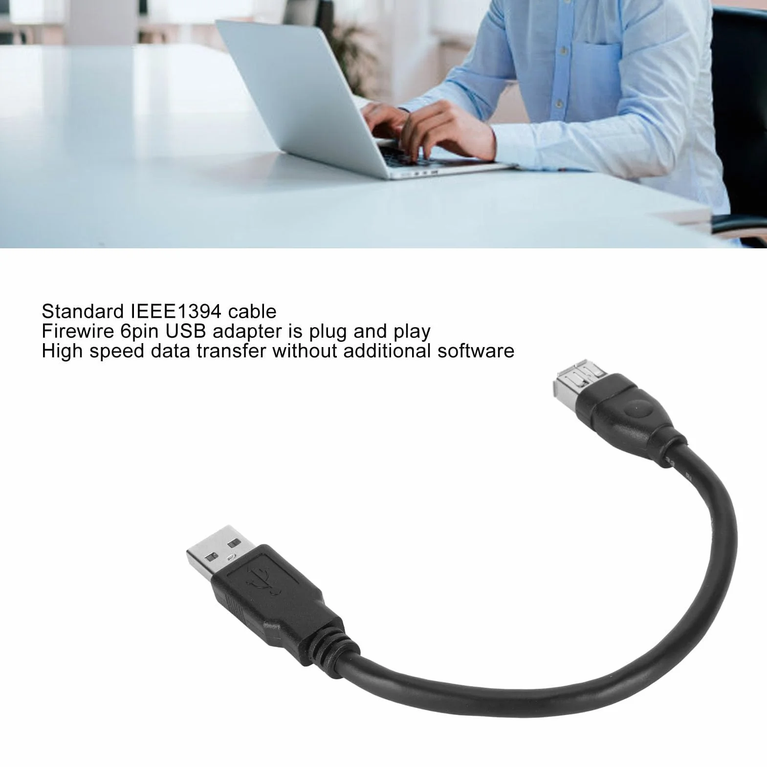 Câble Adaptateur USB Firewire 6 Pin vers USB pour Caméscopes DV Caméras Numériques PVC