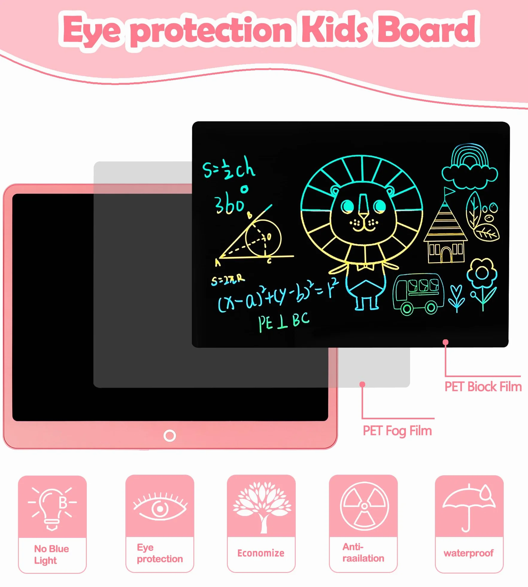 Tablette D'écriture LCD 16 Pouces, Tablette Dessin Enfant, Ardoise Magique Jouets Éducatifs Cadeaux Noël 3-9 Ans
