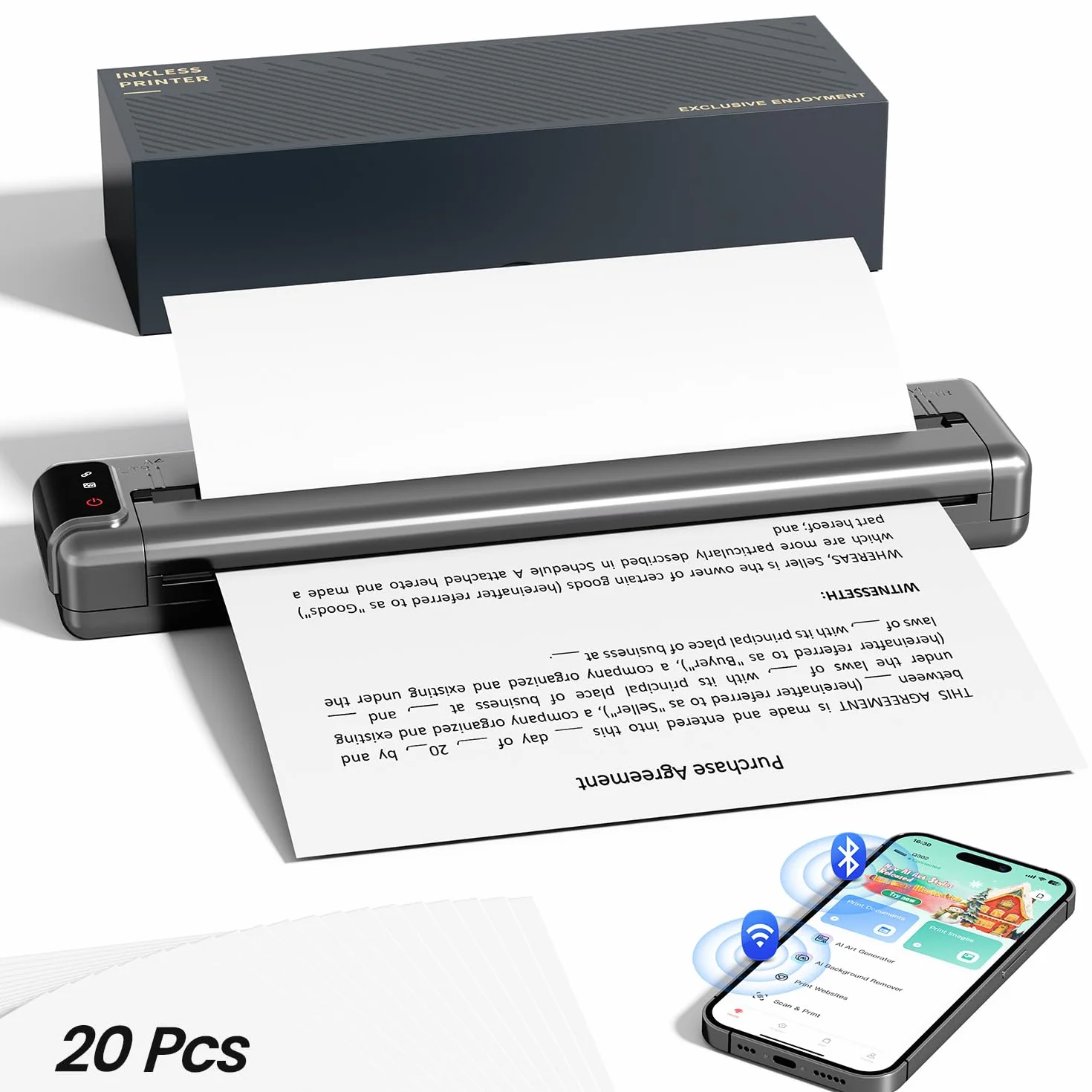 Phomemo Q302 Imprimante thermique A4 mobile WiFi Bluetooth USB 300 dpi