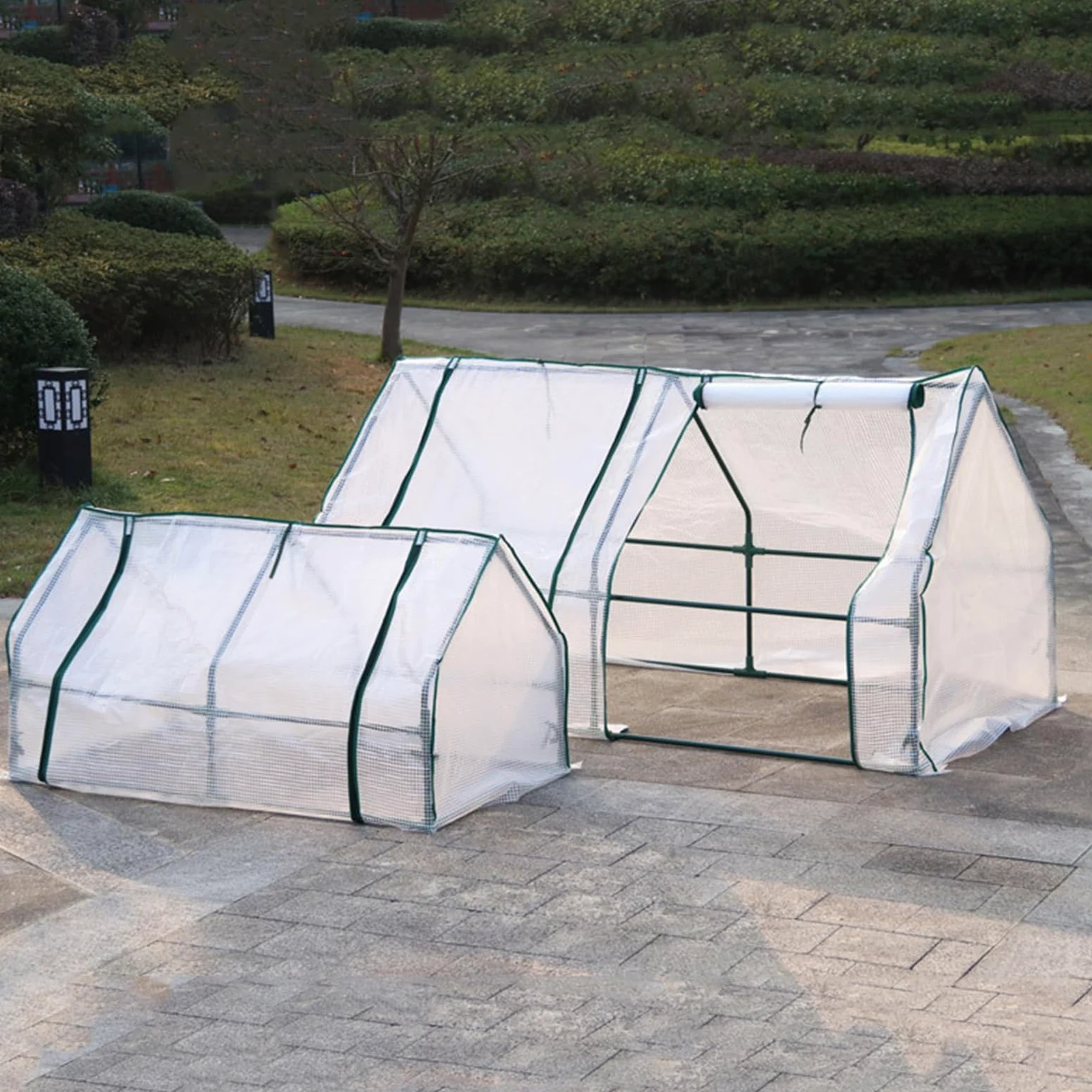Serre avec protection isolée et imperméable pour plantes, porte roulante, cadre en métal, toit en PVC transparent, pour balcon, 120 x 60 x 60 cm