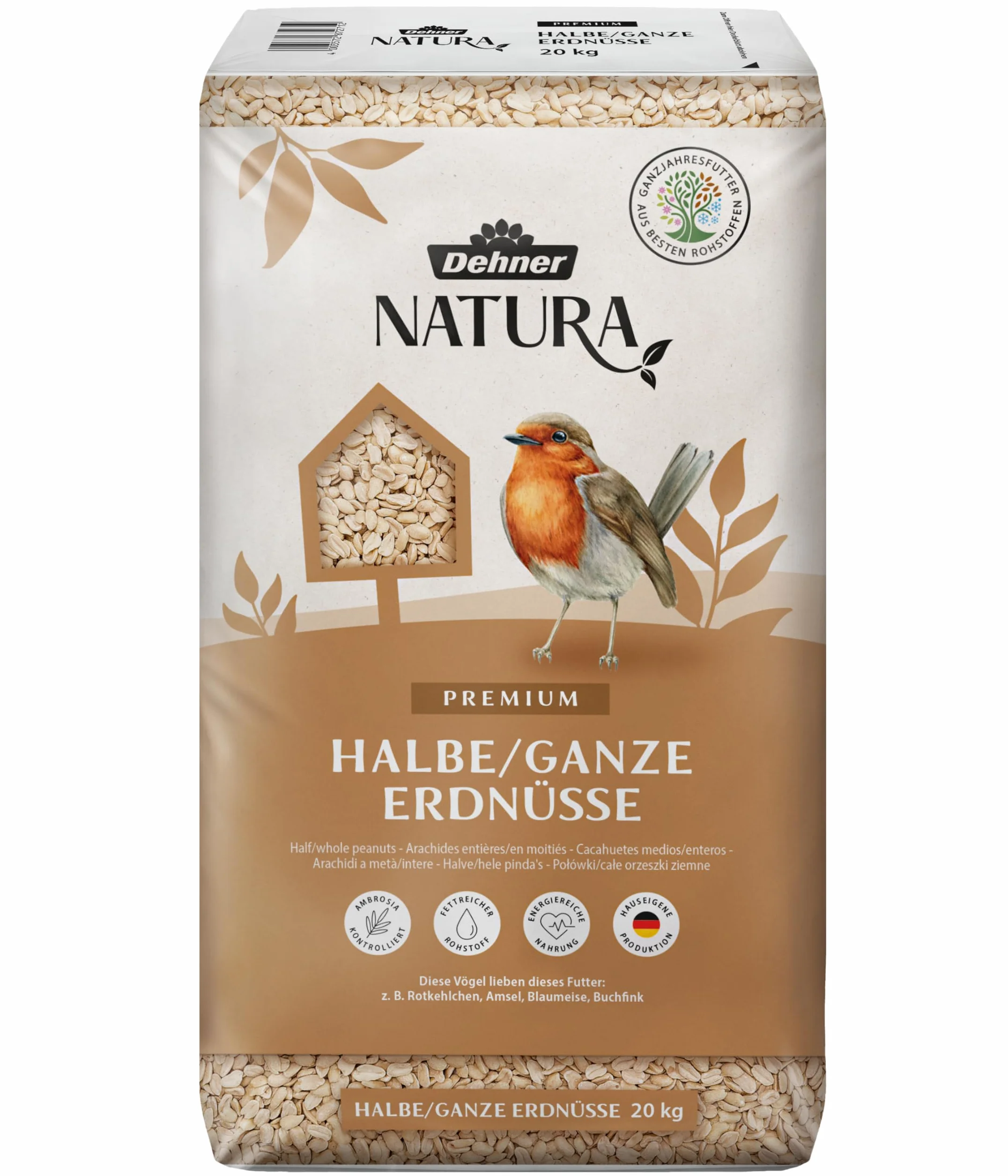 Dehner Natura Premium Nourriture pour Oiseaux Sauvages Arachides 20 kg