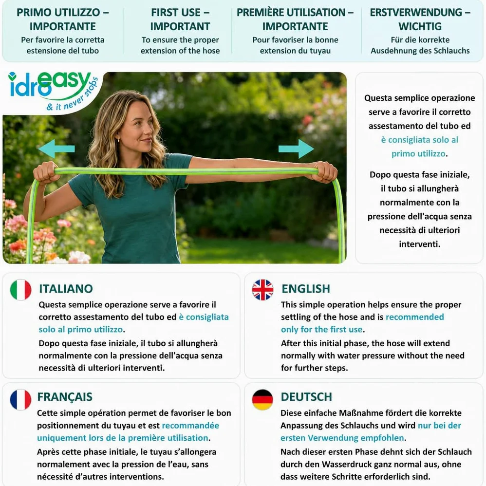 Idroeasy 30 Mètres - Tuyau d'Arrosage Extensible Tuyau d'Arrosage Anti Torsion, Eau Jardin Irrigation Pipe Anti-nœud