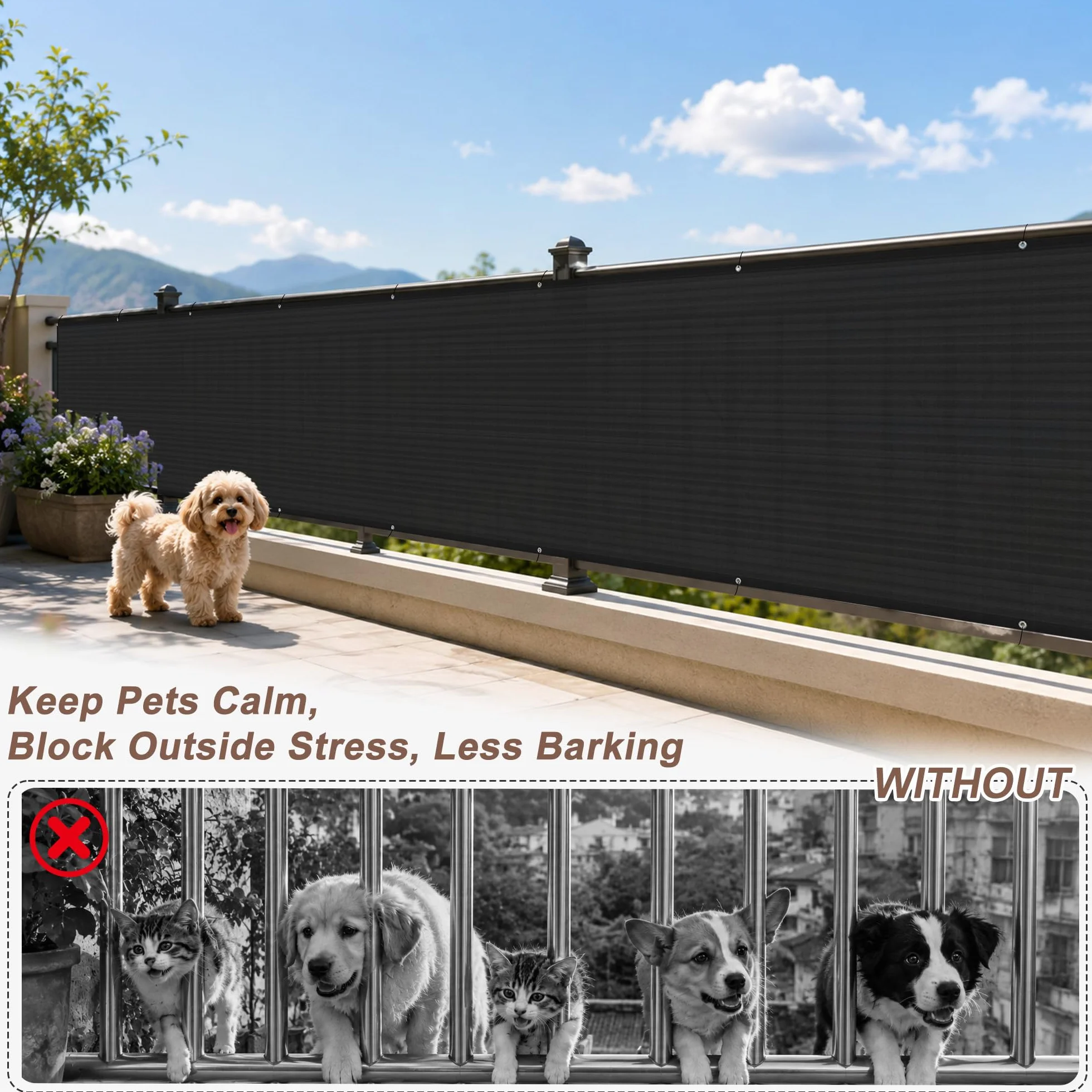 Sunny Guard Brise-vue en maille robuste 0,9 x 3,6 m protection à 90 % noir
