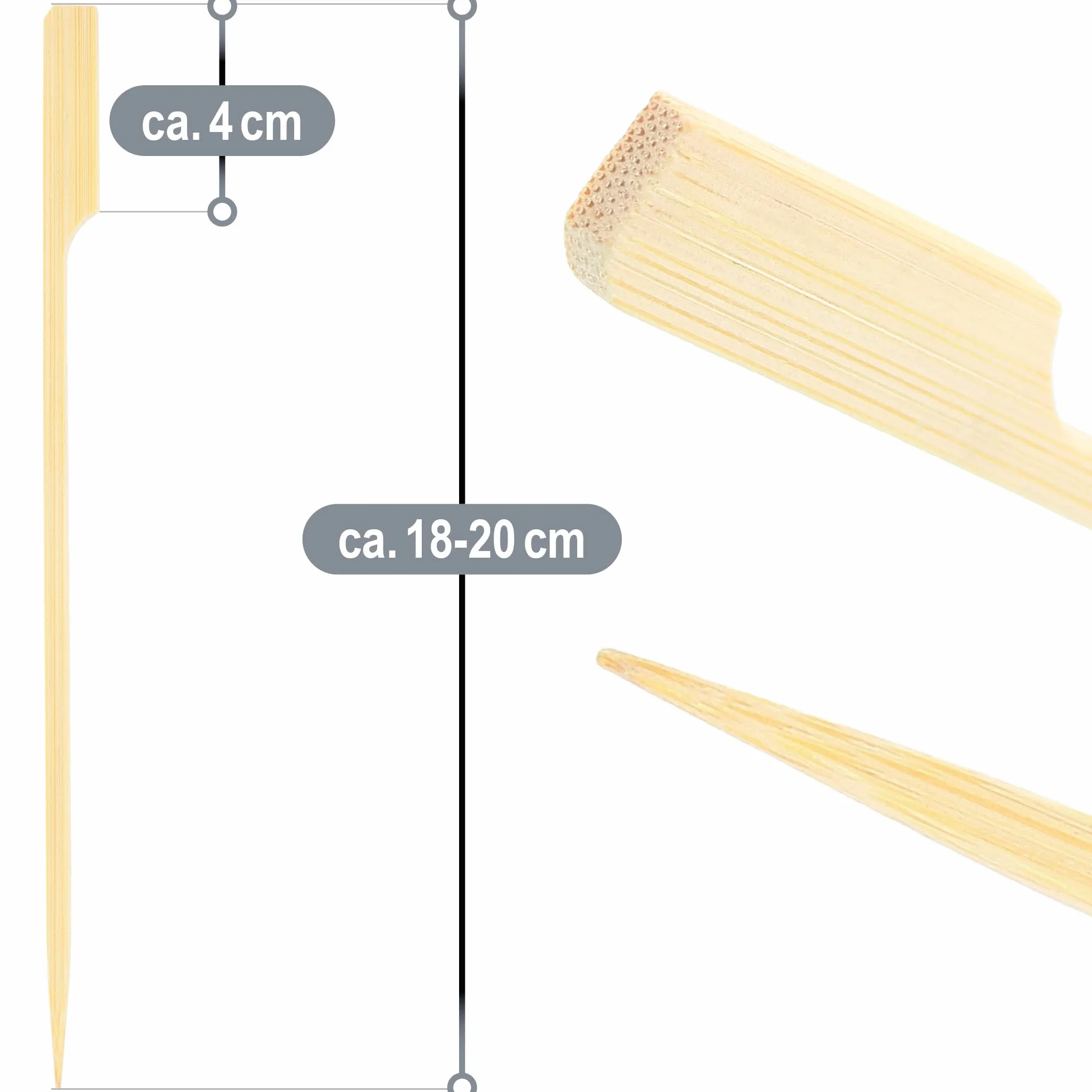 Brochettes en bois bambou 18 cm 300 pièces COM-FOUR® finger food grill buffet gastro