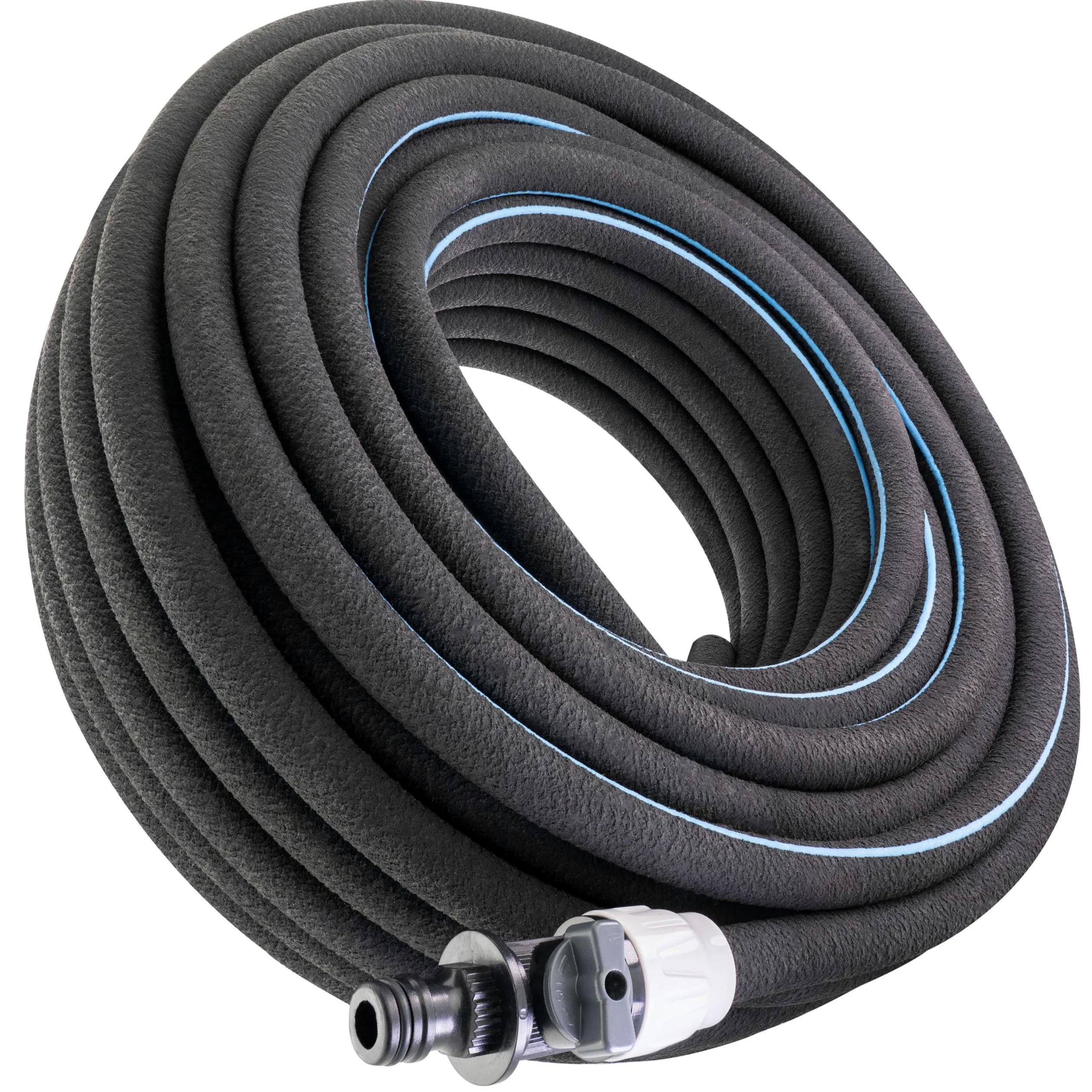 Poppstar Tuyau microporeux 30m (tuyau suintant goutte à goutte) Ø intérieur 12,7 mm (1/2"), raccord rapide avec vanne manuelle intégrée, noir