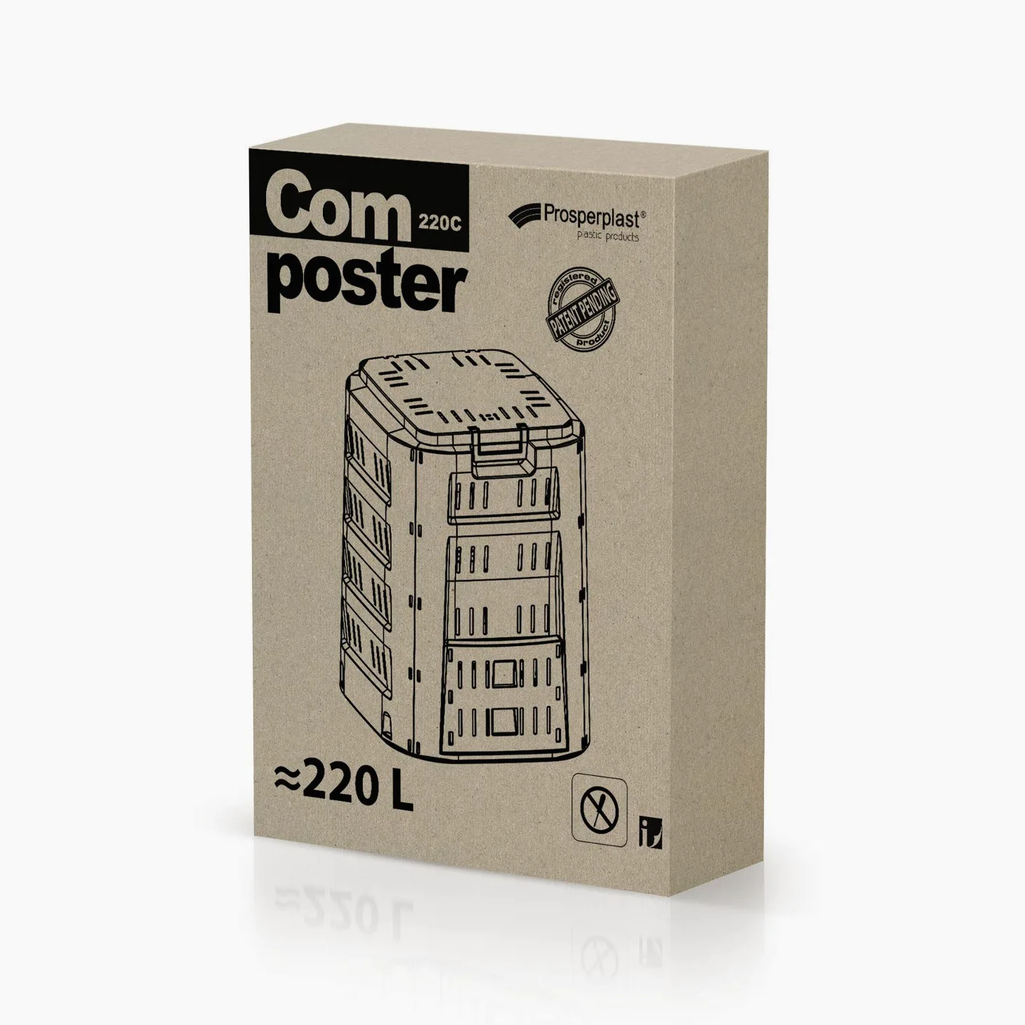 PROSPERPLAST Composteur Compogreen 220L noir 75,3x61x61 cm