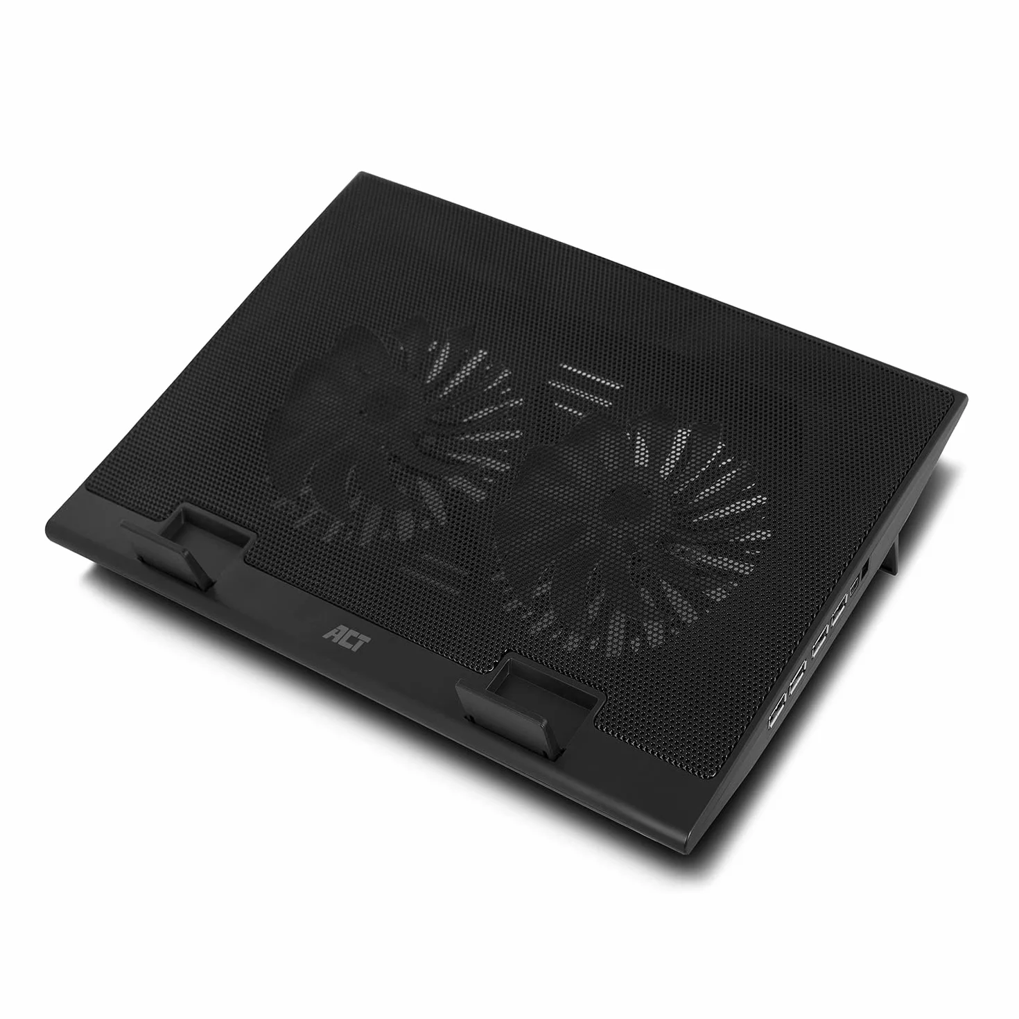 ACT Support de Refroidissement pour Ordinateur Portable 17", 2 Ventilateurs Silencieux, Hauteur Réglable, Concentrateur USB 4 Ports