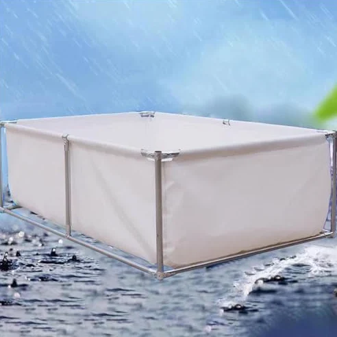 Bassin à poissons en toile hors sol – Grand réservoir temporaire avec support en métal pour l'aquaculture, parfait pour les poissons koï et les tortues