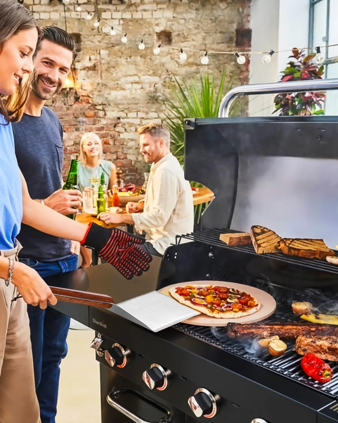Set de Spatules Barbecue Acier Inoxydable avec Retourneur Grillades et Écraseur Burgers