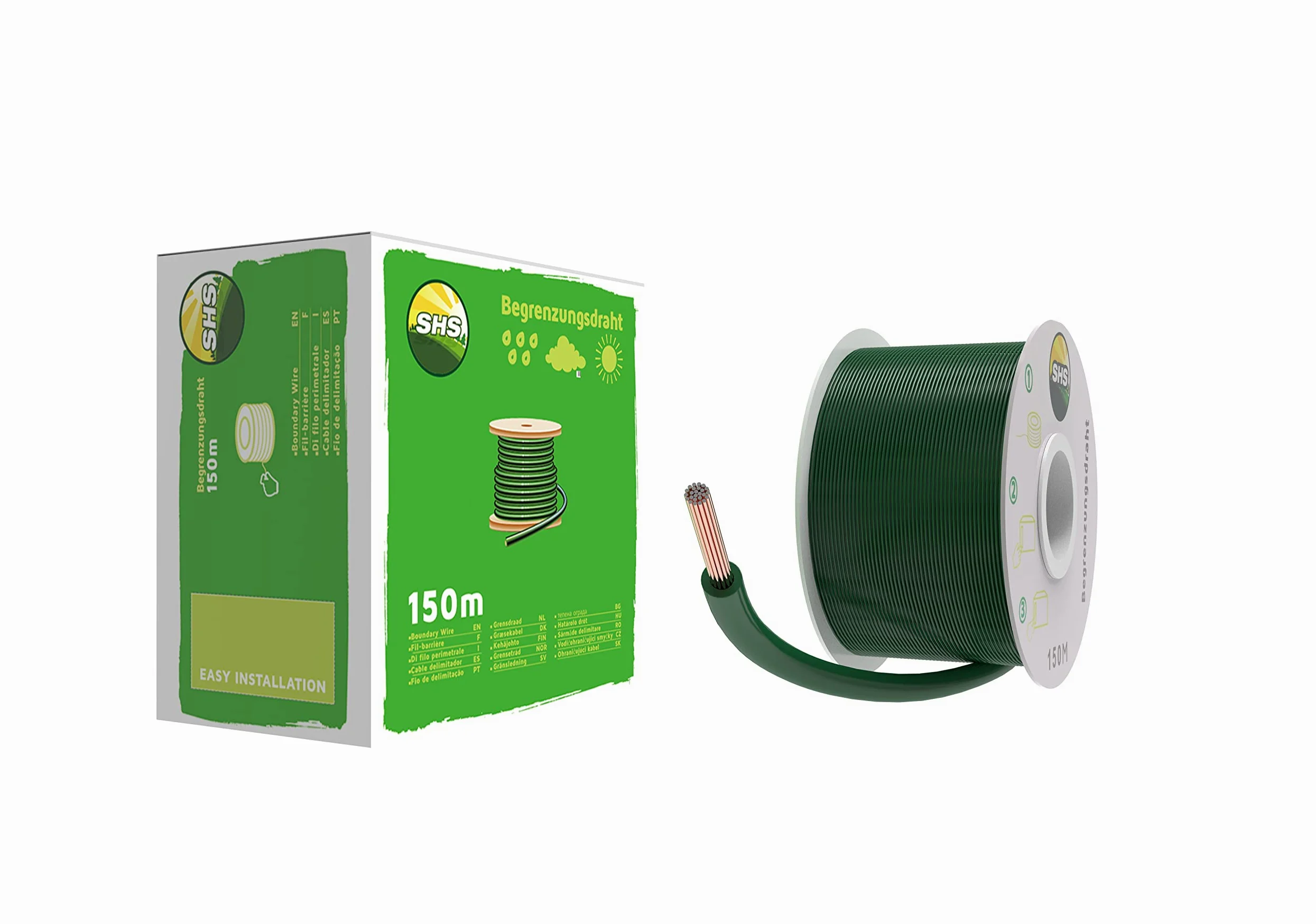 Câble de délimitation de 150 m + 30 lames pour tondeuses robotiques, tondeuses à gazon, kit d'accessoires, fil de délimitation pour câble de recherche, compatible avec Bosch Indego