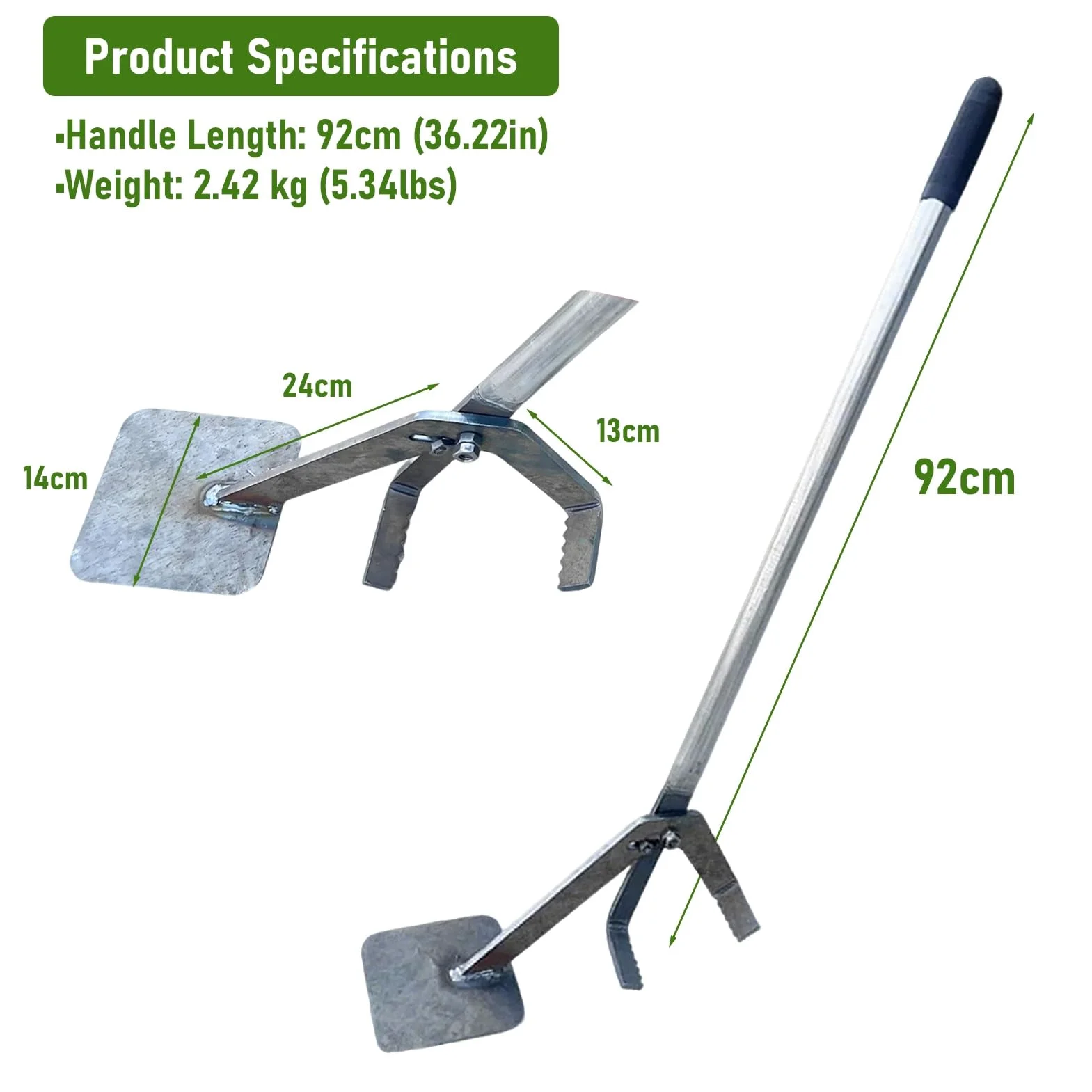 Extracteur de racines robuste et outil de retrait de souches, 91,4 cm pour l'entretien sans effort de pelouse et de jardin
