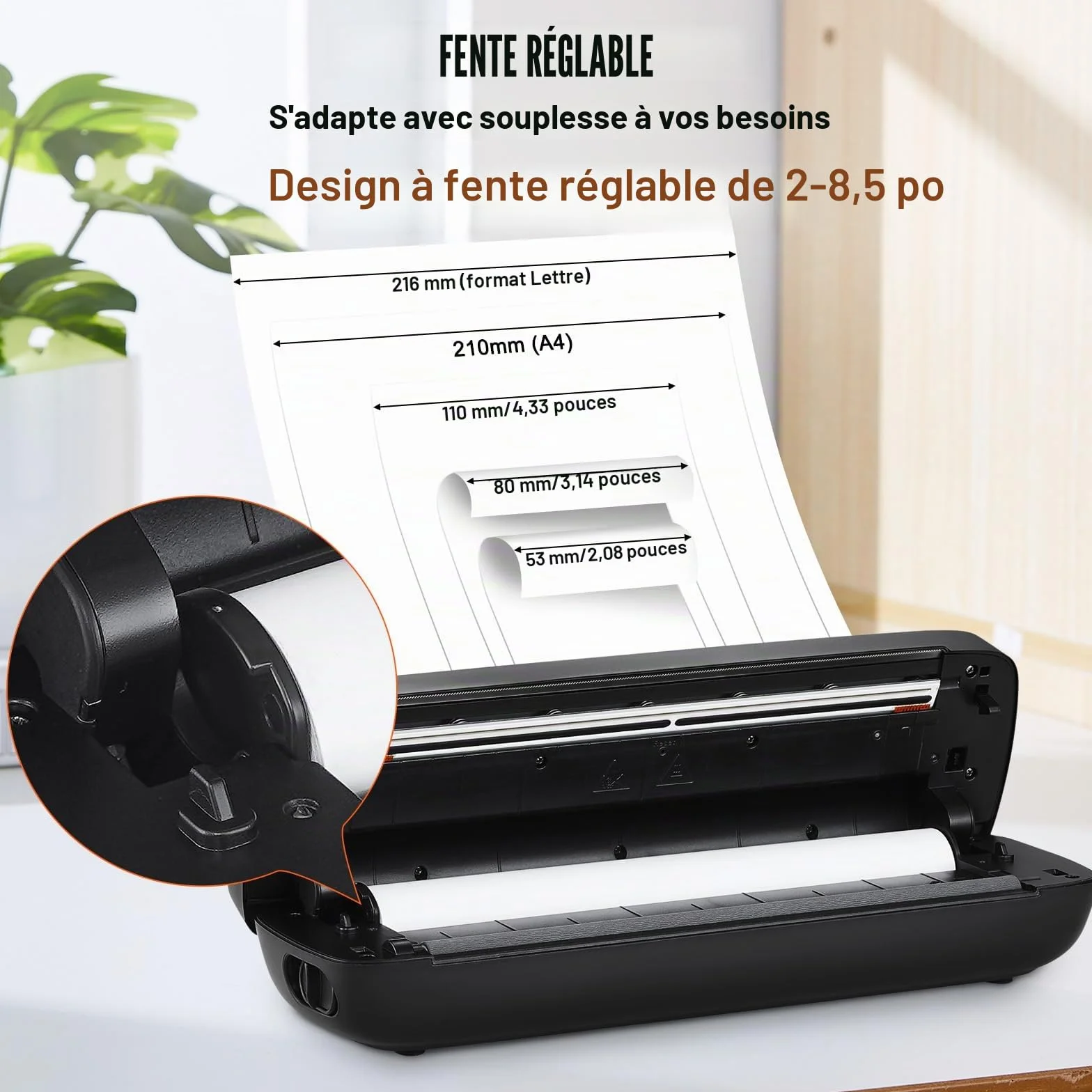 VEVOR Imprimante Thermique Portable sans Fil 203 DPI, Mini Bluetooth sans Encre pour Papier A4/A5