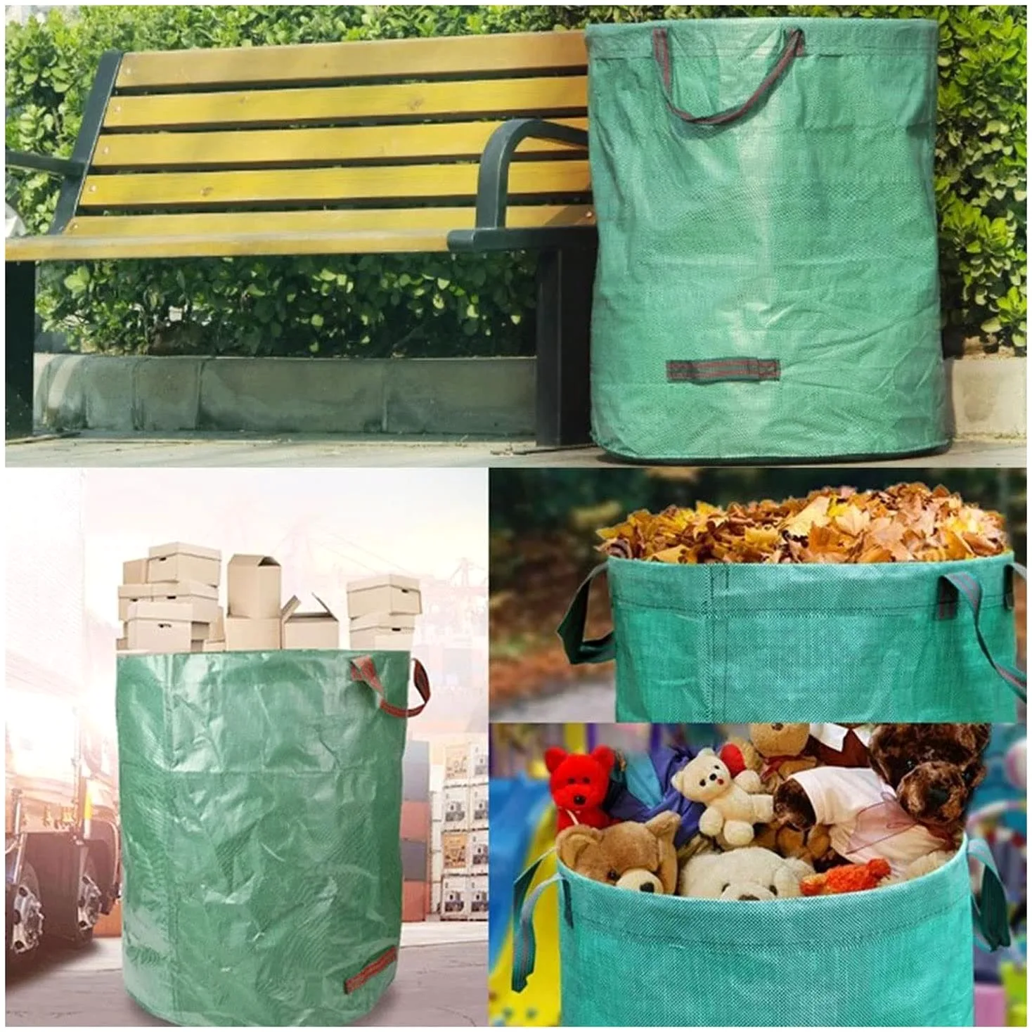 Sacs à Déchets de Jardin 1 pièces Sac de Jardin Réutilisable étanche Heavy Duty Grande Sacs avec Poignées Sacs à Feuilles Autoportante et Pliable 120L/272L/300L/400L/500L