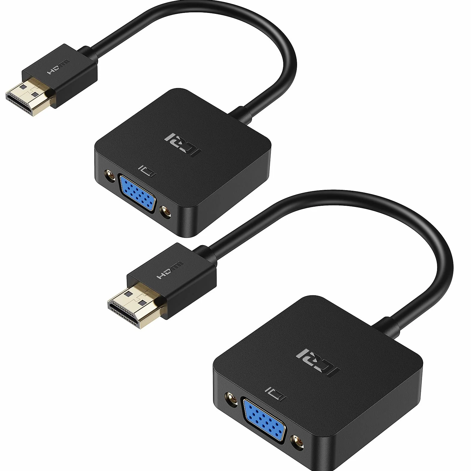 ICZI Lot de 2 Adaptateurs HDMI vers VGA 1080P, Convertisseur HDMI Mâle vers VGA Femelle Noir