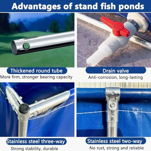 Bassin à poissons en toile hors sol – Grand réservoir temporaire avec support en métal pour l'aquaculture, parfait pour les poissons koï et les tortues