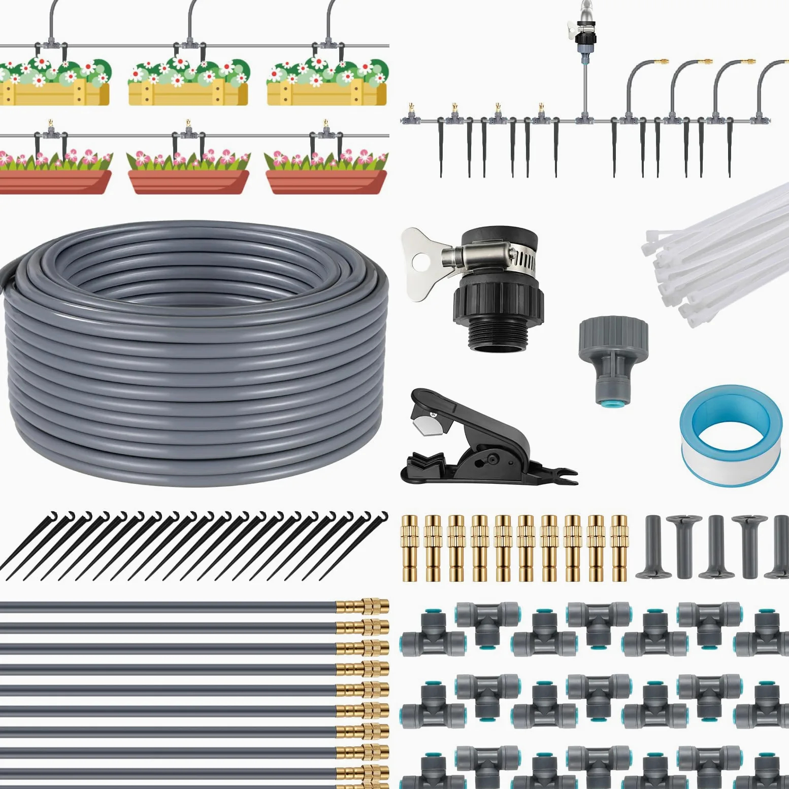 Système d'Irrigation Jardin 20M Tuyau avec Programmateur Arrosage Automatique, Retard de Pluie Minuterie d'arrosage, 8 programmes Grand Écran LCD, Kit Arrosage Micro Irrigation Goutte à Goutte