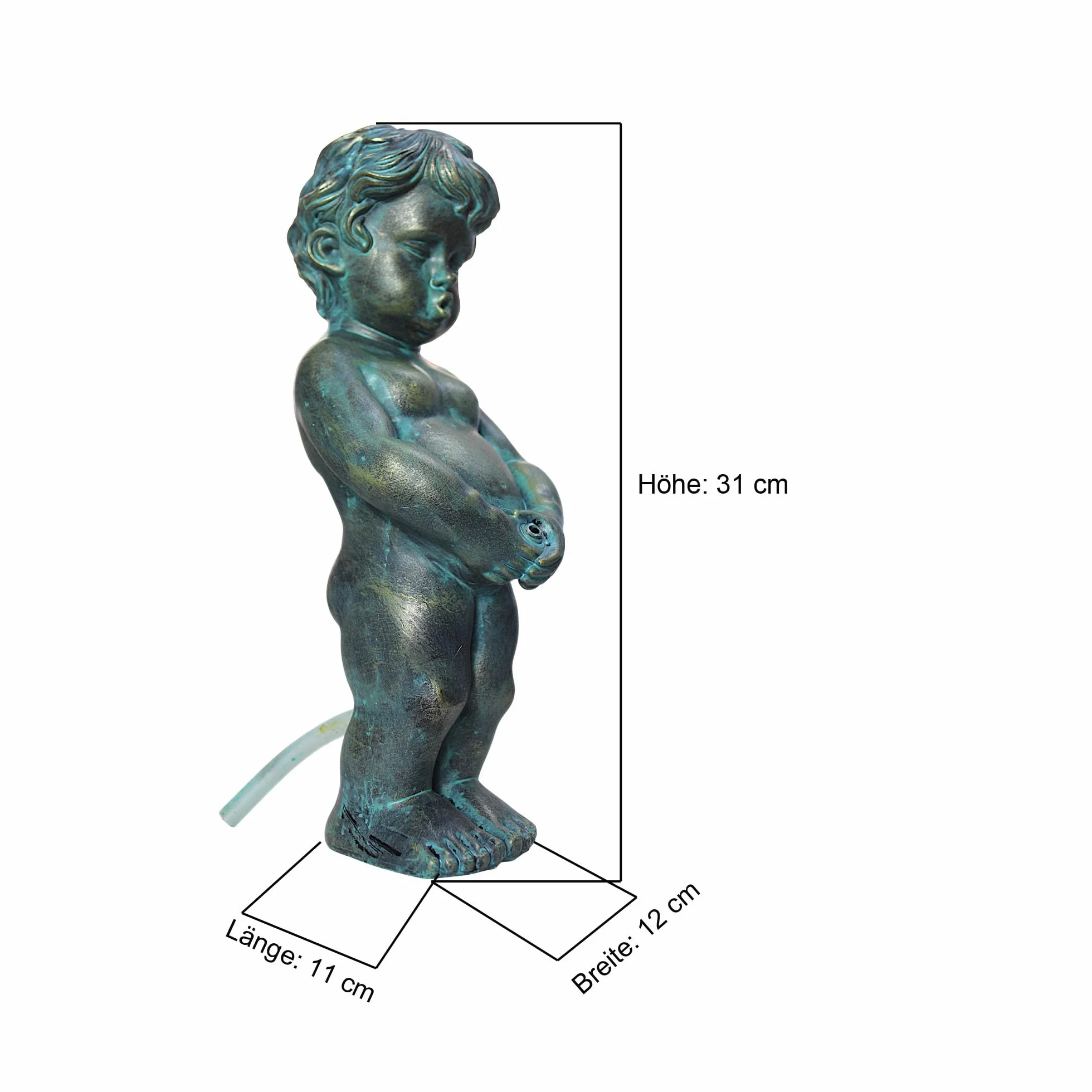 Arnusa Fontanna solarna figurka do basenu z pompą solarną i strumieniem wody dekoracja ogrodowa z polireliny miedzianej 11x12x31 cm