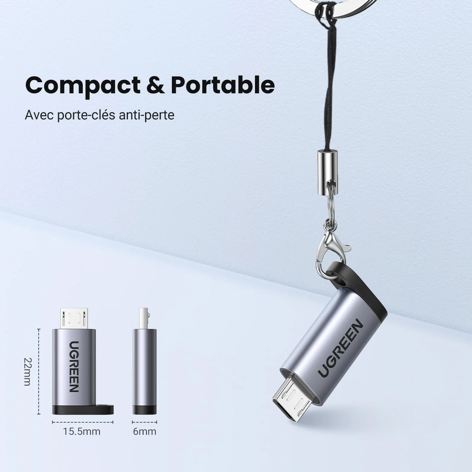 UGREEN Adaptateur Type-C vers Micro USB Mâle Lot de 2 pour Galaxy S7 Edge S6 J6 Plus J3 J5 J7 Huawei P Smart Y6 Redmi Note 6 Pro Osmo Pocket