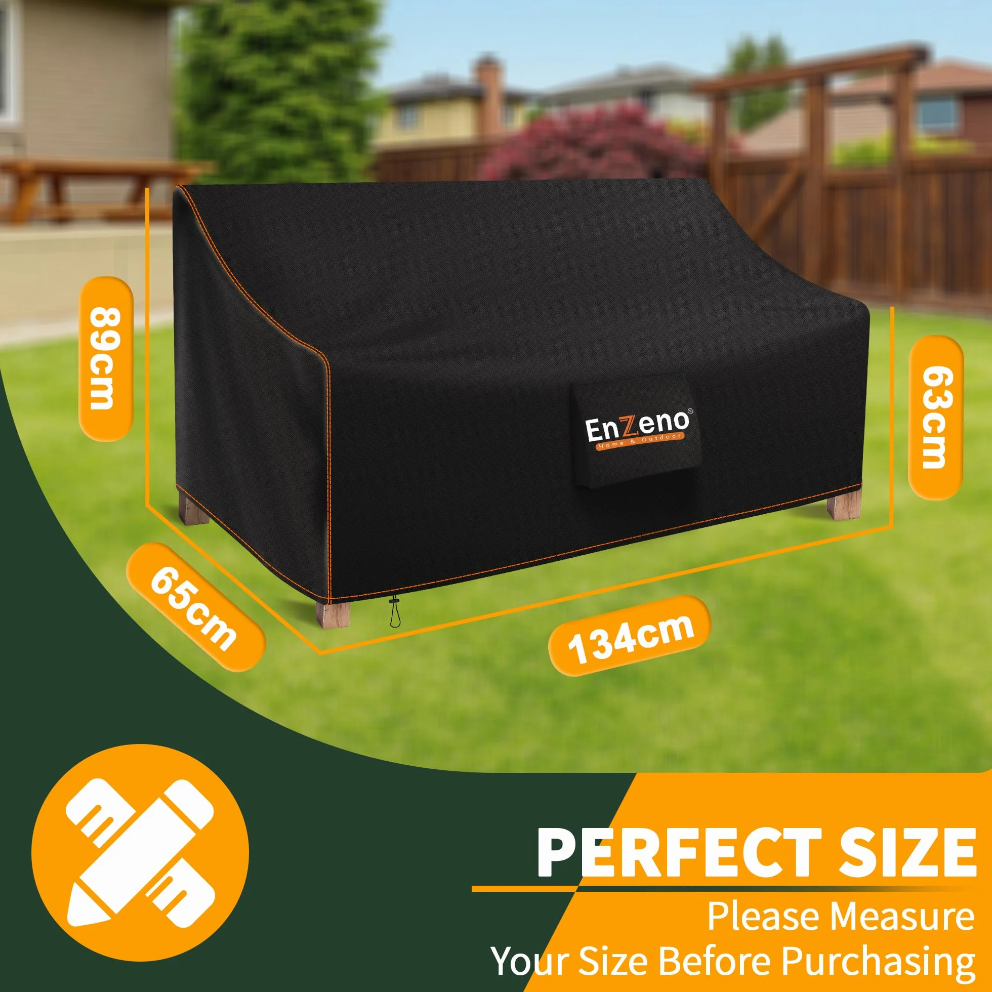 Enzeno Housse de banc de jardin 2 places imperméable 210D Oxford 135x66x64/90 cm