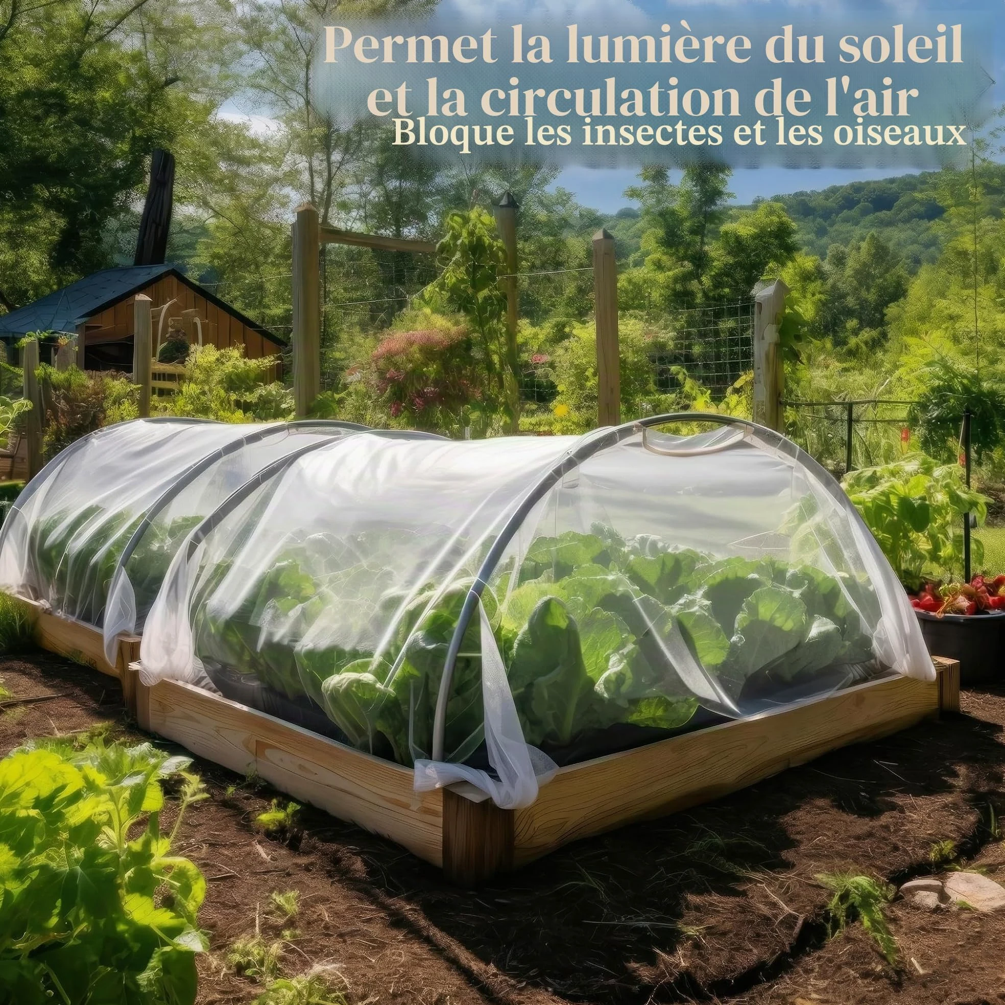 Filets pour Jardin 3x15 M, Filet Anti Insecte Potager | Tissu Maillé Blanc | Filet Anti-Oiseaux pour Fruits et Légumes, Protection Potager