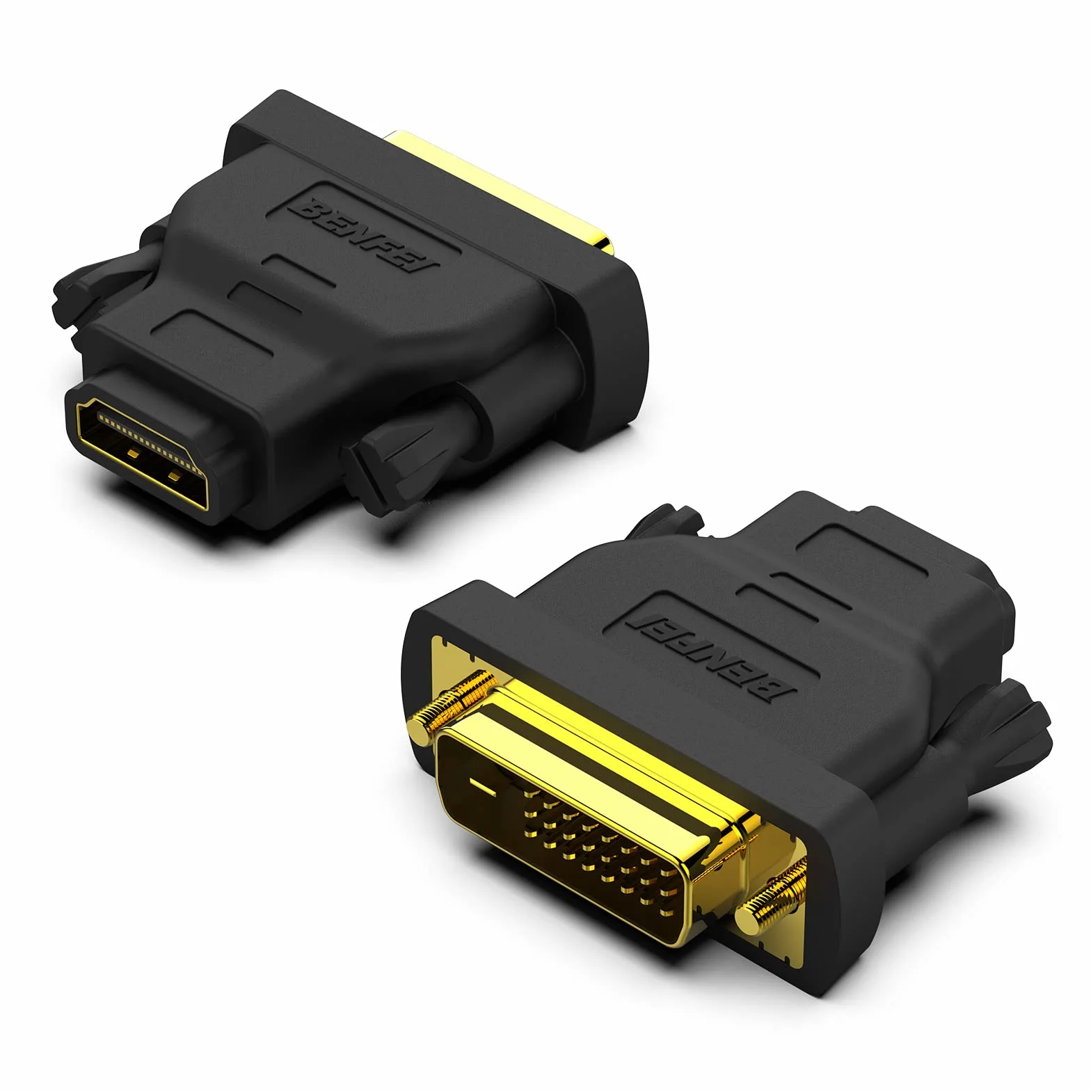 BENFEI Adaptateur DVI vers HDMI bidirectionnel DVI-D mâle vers femelle plaqué Or 2 Pack