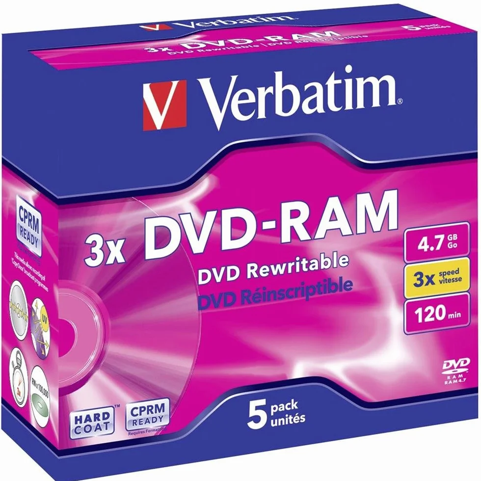 Verbatim DVD-RAM 3X 4,7 Go Scratch resistant Jewel Case de 5
