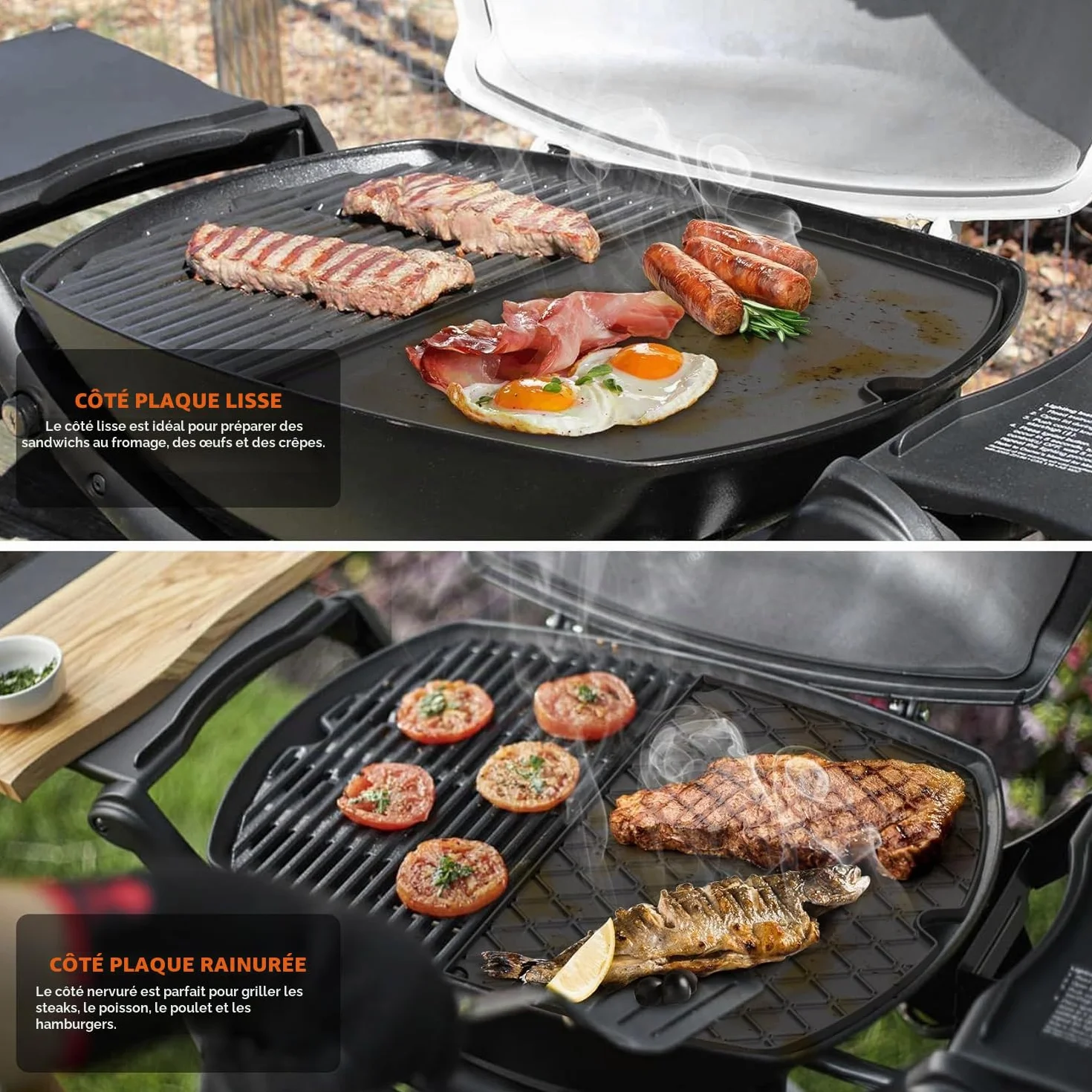 onlyfire Plaque de Cuisson Réversible Grille Weber Q 200/2000 Pièces Rechange 6559 7645 Barbecue Fonte