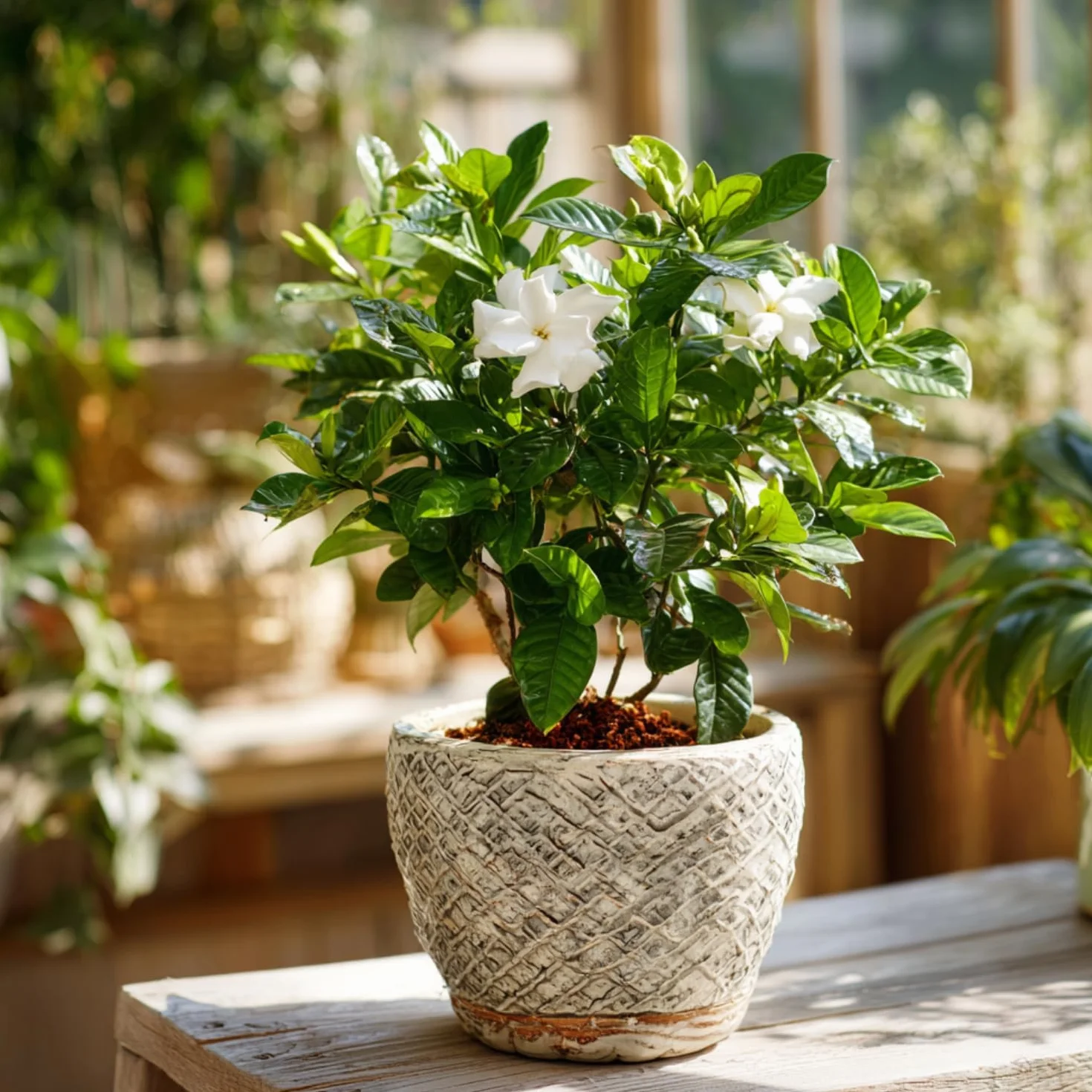 Gardenia Jasminoides Set de 2 Plantes d'intérieur Pot 13cm Hauteur 20-30cm