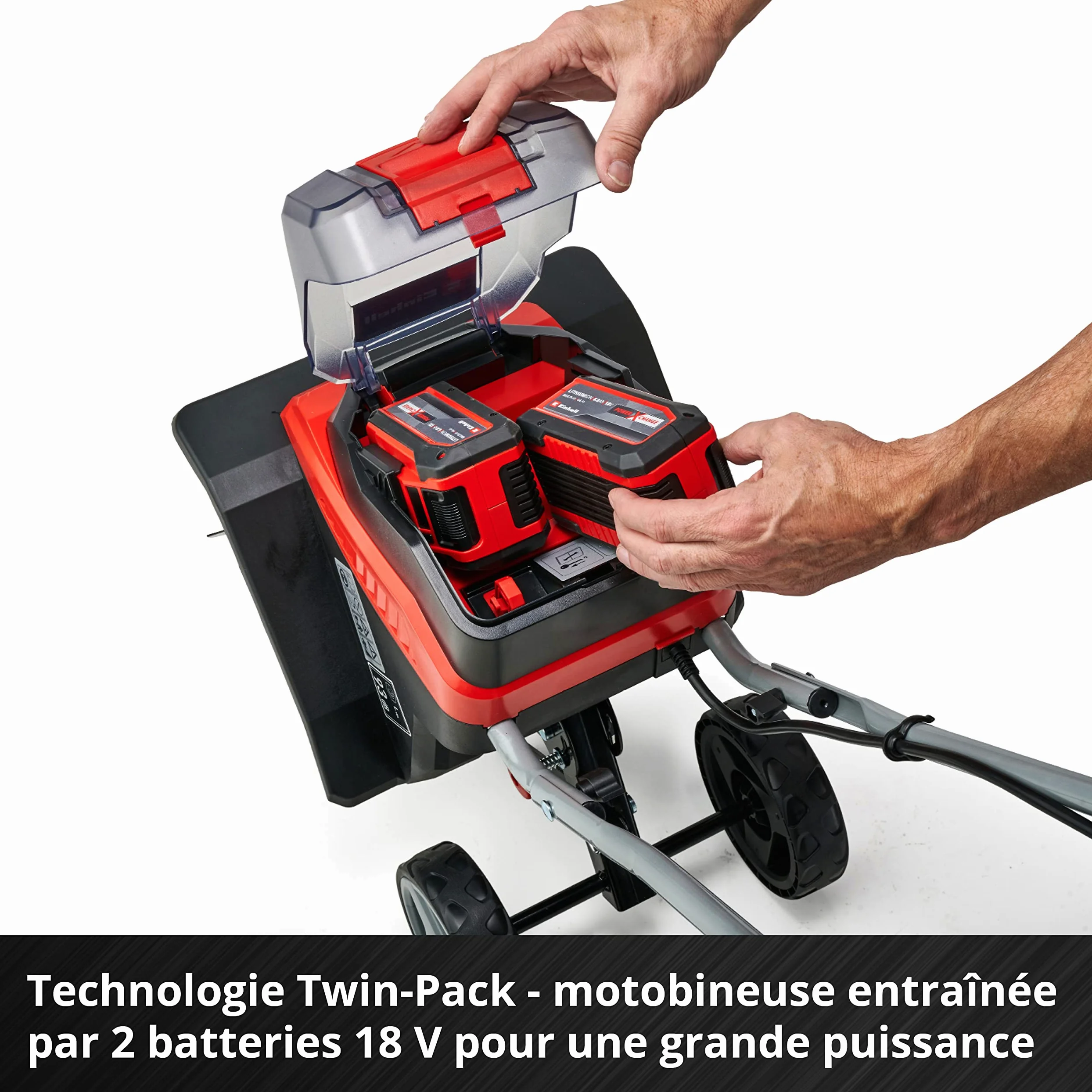 Einhell Motobineuse sans fil GE-CR 30 Li Solo - Système Power X-Change (2x18 V, Largeur de travail 30 cm, Profondeur de travail 20 cm) + Twincharger et 2 Batteries 4,0Ah