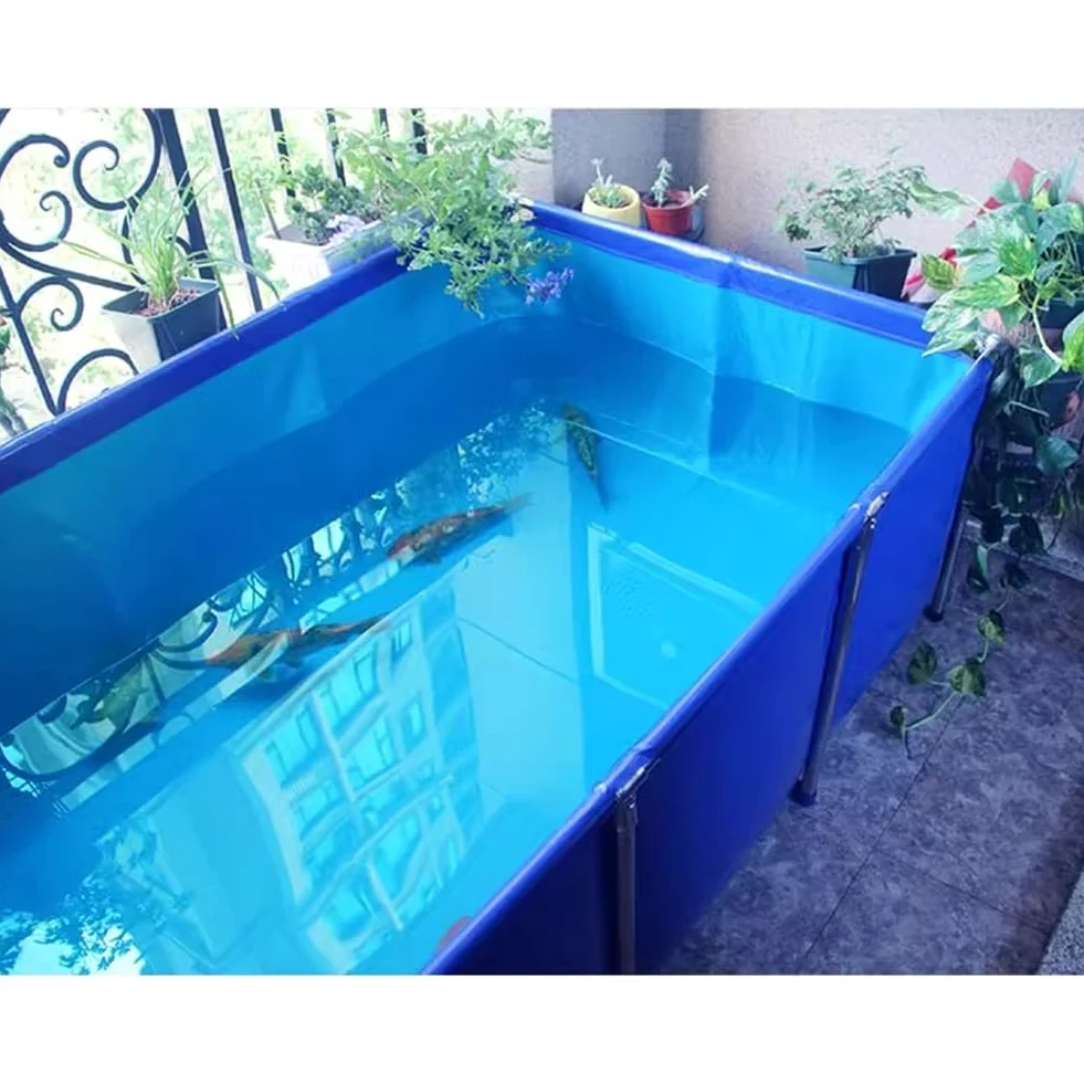 Bassin à koï hors sol – Cadre en acier et doublures en toile PVC pour un assemblage facile, idéal pour l'aquarium et l'élevage de tortues