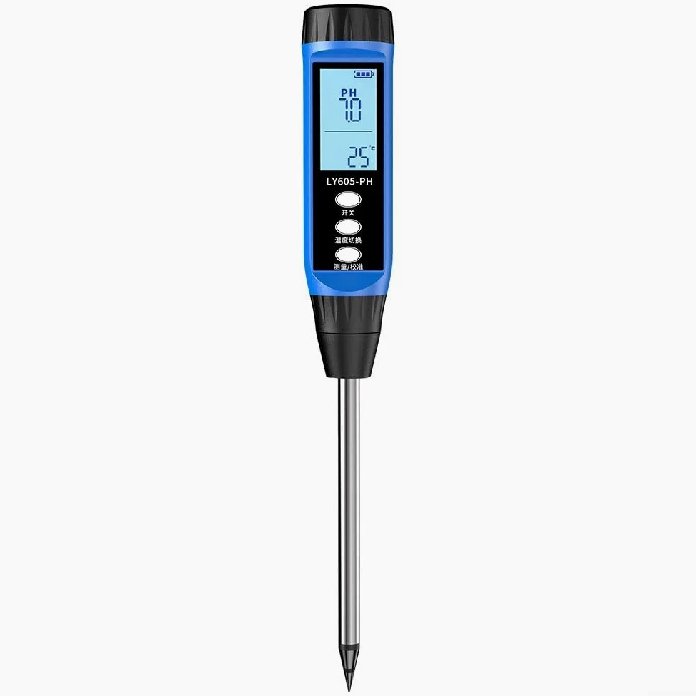 Testeur numérique de sol haute précision pour analyse du pH et de l'humidité avec écran LCD transparent, construction en métal, résultats rapides pour utilisation dans le jardin, l'agriculture et la