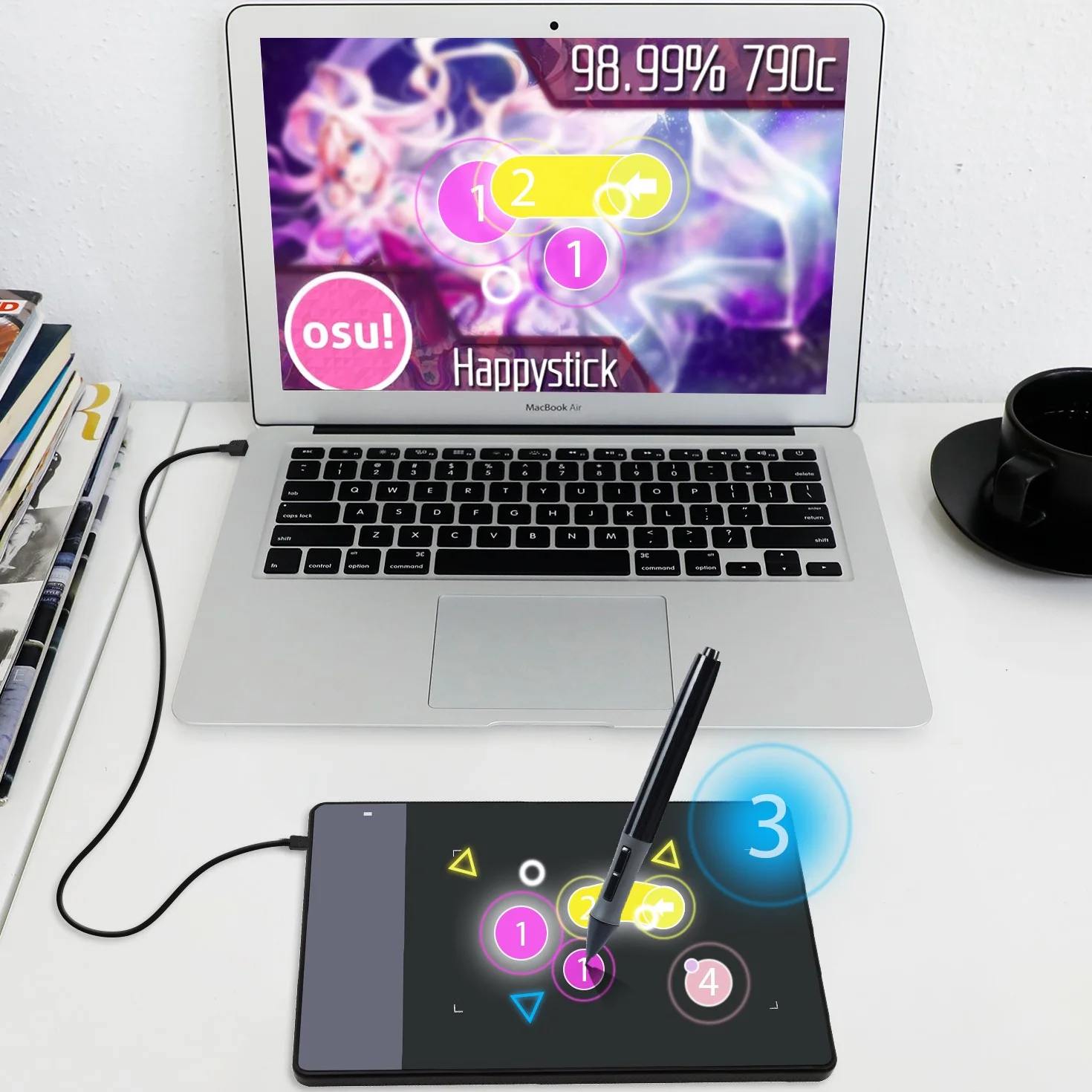Huion 420 Tablette Graphique Portable 4000 LPI 2048 Pression Stylet à Pile 10x5,6cm (4"x2,23")