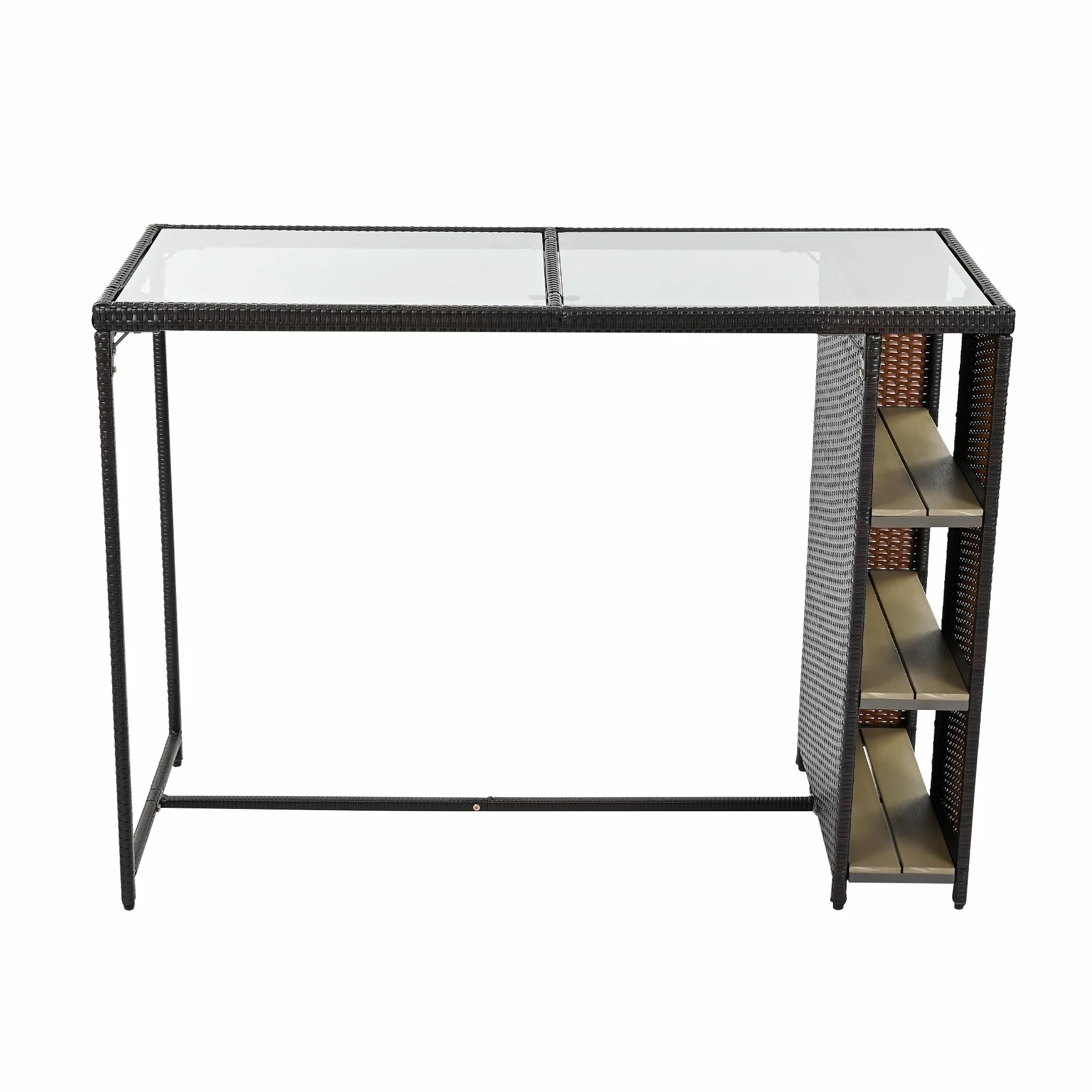 Merax Ensemble bar jardin 7 pièces 6 tabourets hautes polyrotin noir marron foncé