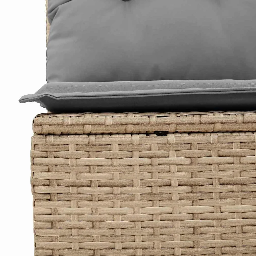Chaise de Jardin sans Accoudoirs avec Coussins, Résine Tressée Beige, Siège avec Housse, Meuble de Terrasse Extérieur