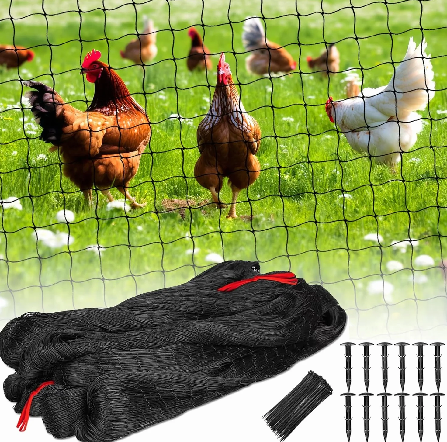 Filet de protection anti-oiseaux maille fine 8x8 m maillage 5 cm noir résistant aux intempéries UV