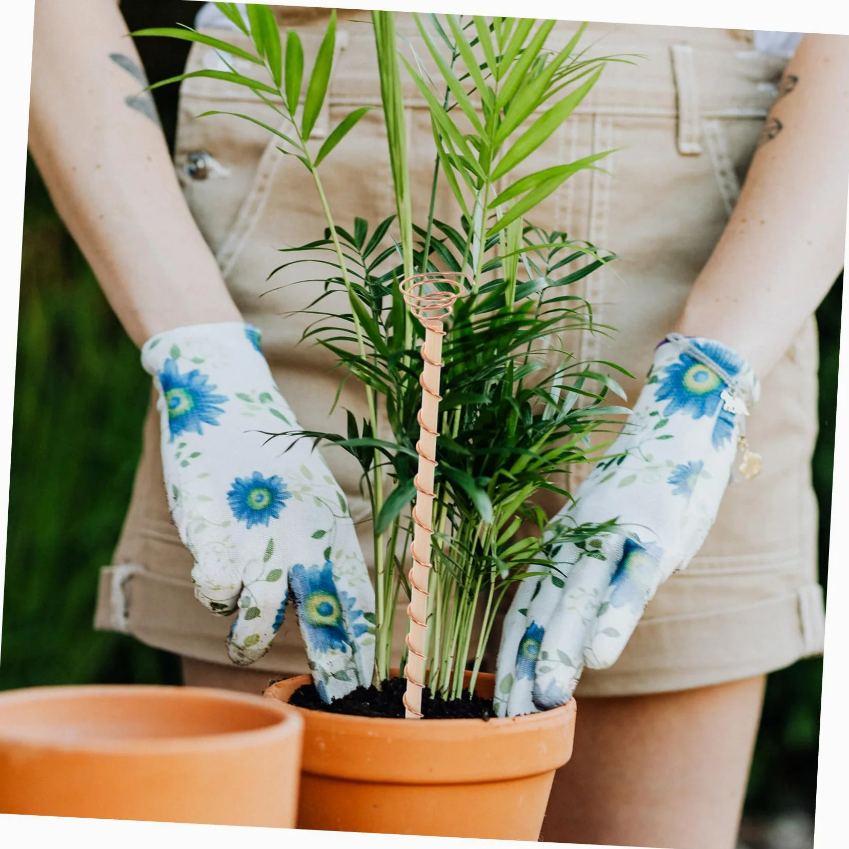 HEMOTON Kit Outils de Jardinage avec Piquets en Fil de Cuivre et Truelles en Bois pour Plantes et Légumes, Favorise la Croissance des Racines en Intérieur et Petits Jardins