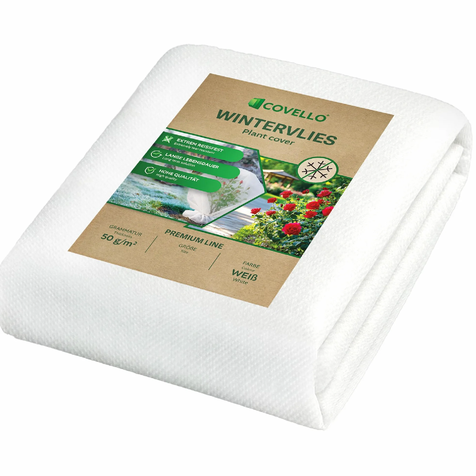 Covello Voile d'Hivernage pour Plantes 50g/m² Protection UV Respirante 25m x 1,6m 40m²