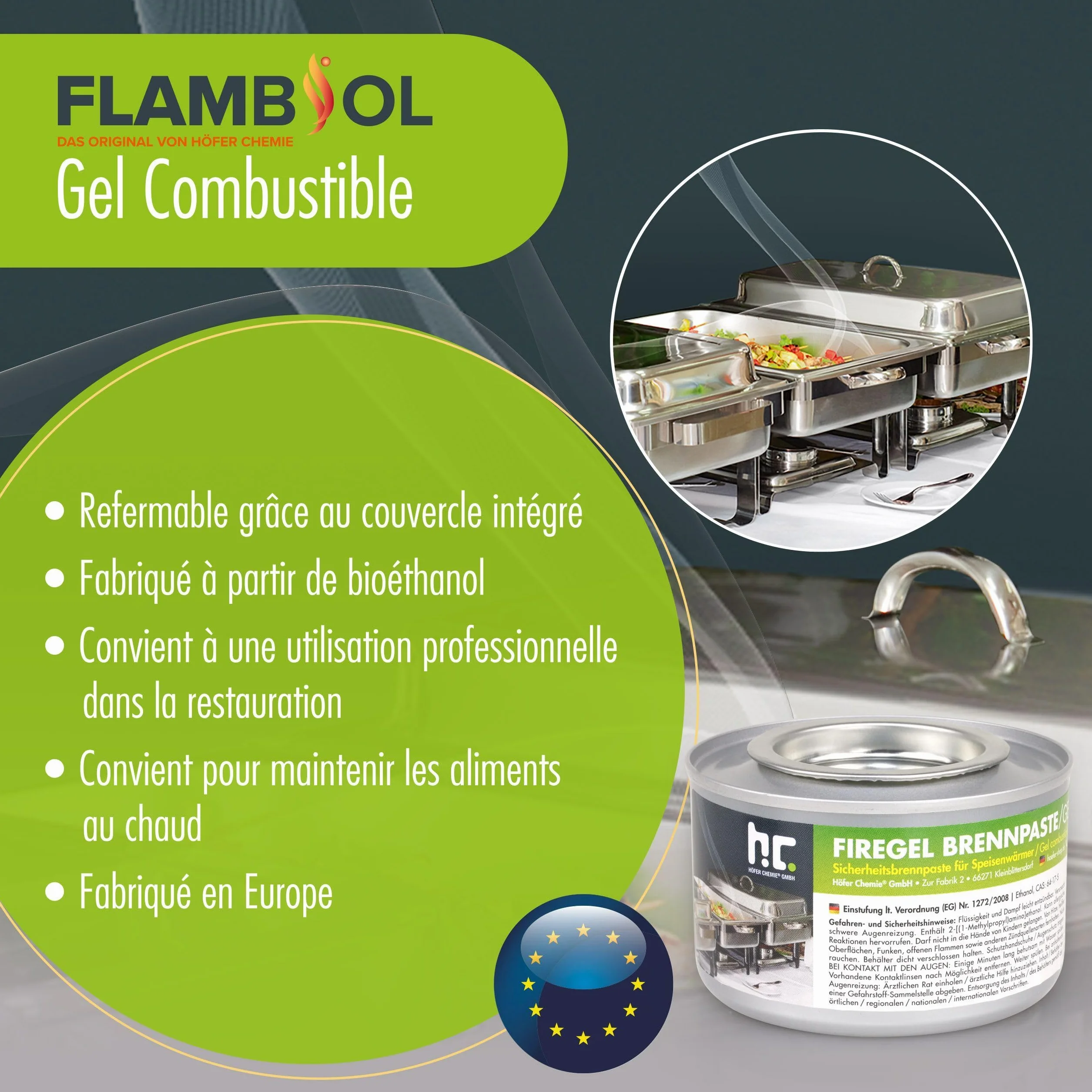 Höfer Chemie Pâtes Combustibles 200 g Lot de 12 – Bioéthanol Réutilisable Durée 2,5 Heures