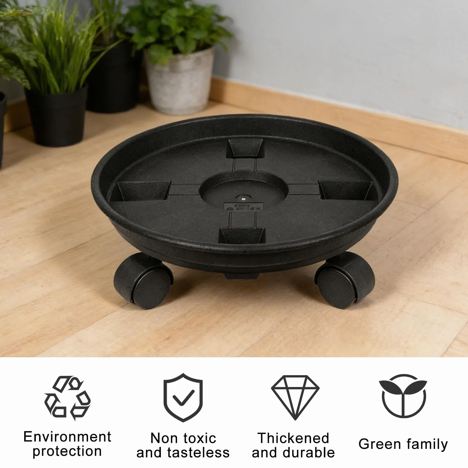 Porte Plante à roulettes 30 cm, Supports de Pots de Fleurs en Plastique, Support Plante Roulette intérieur et extérieur