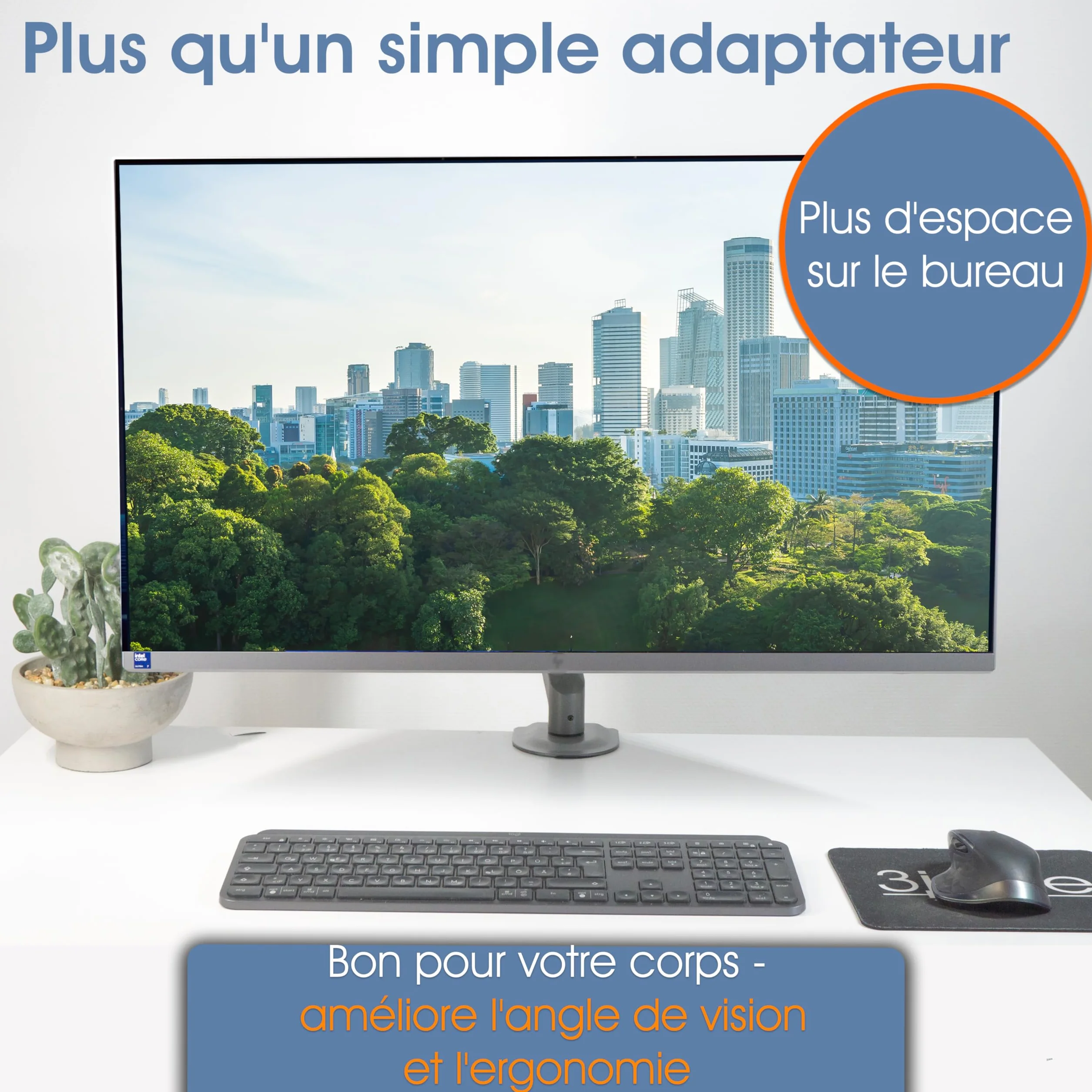 3IDEE Adaptateur VESA Compatible HP M24h M27h 524sh 527sh Support 75x75 pour Montage Mural