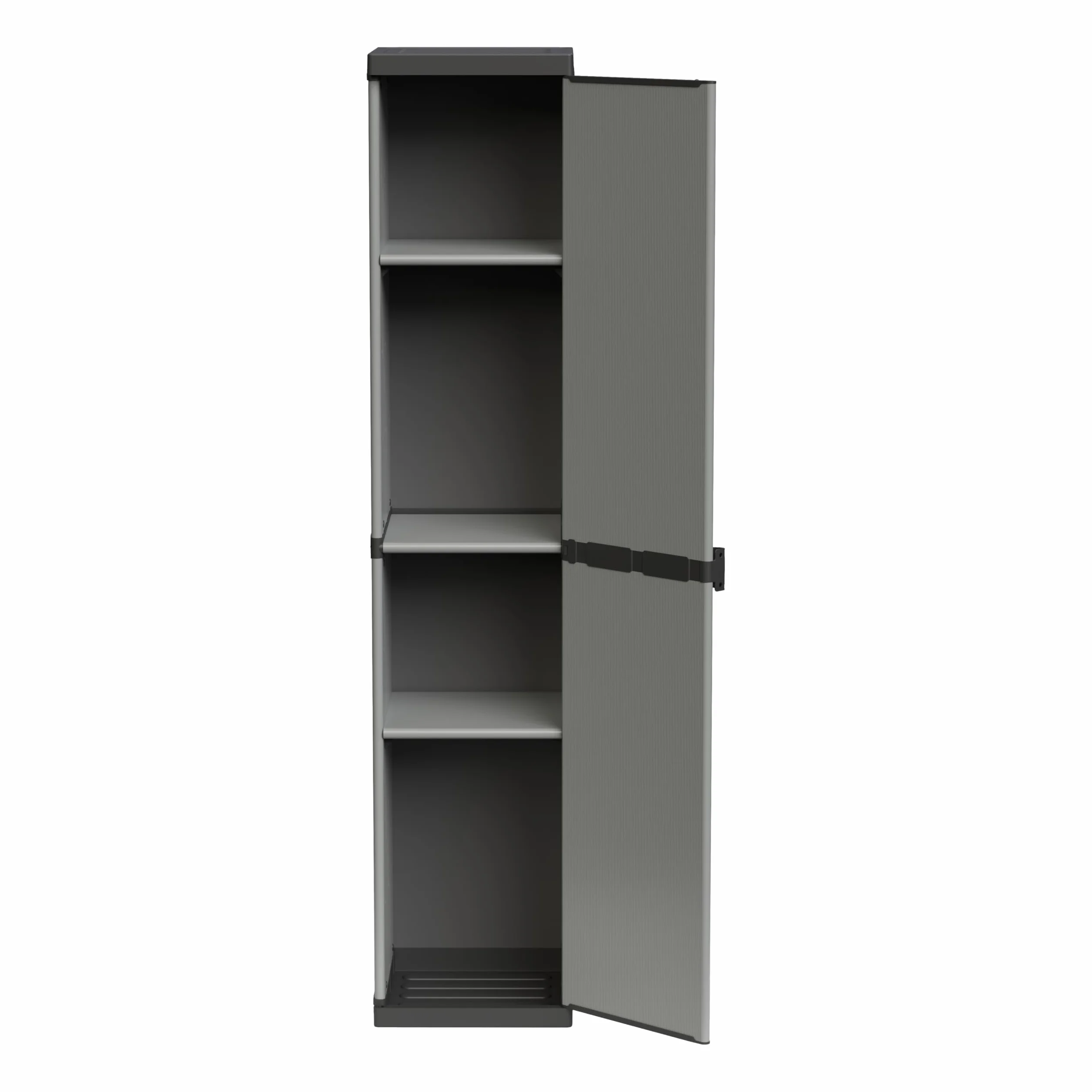 Adventa Armoire résine PVC PP 1 porte 3 étagères modulaire 34x40x165 cm Gris